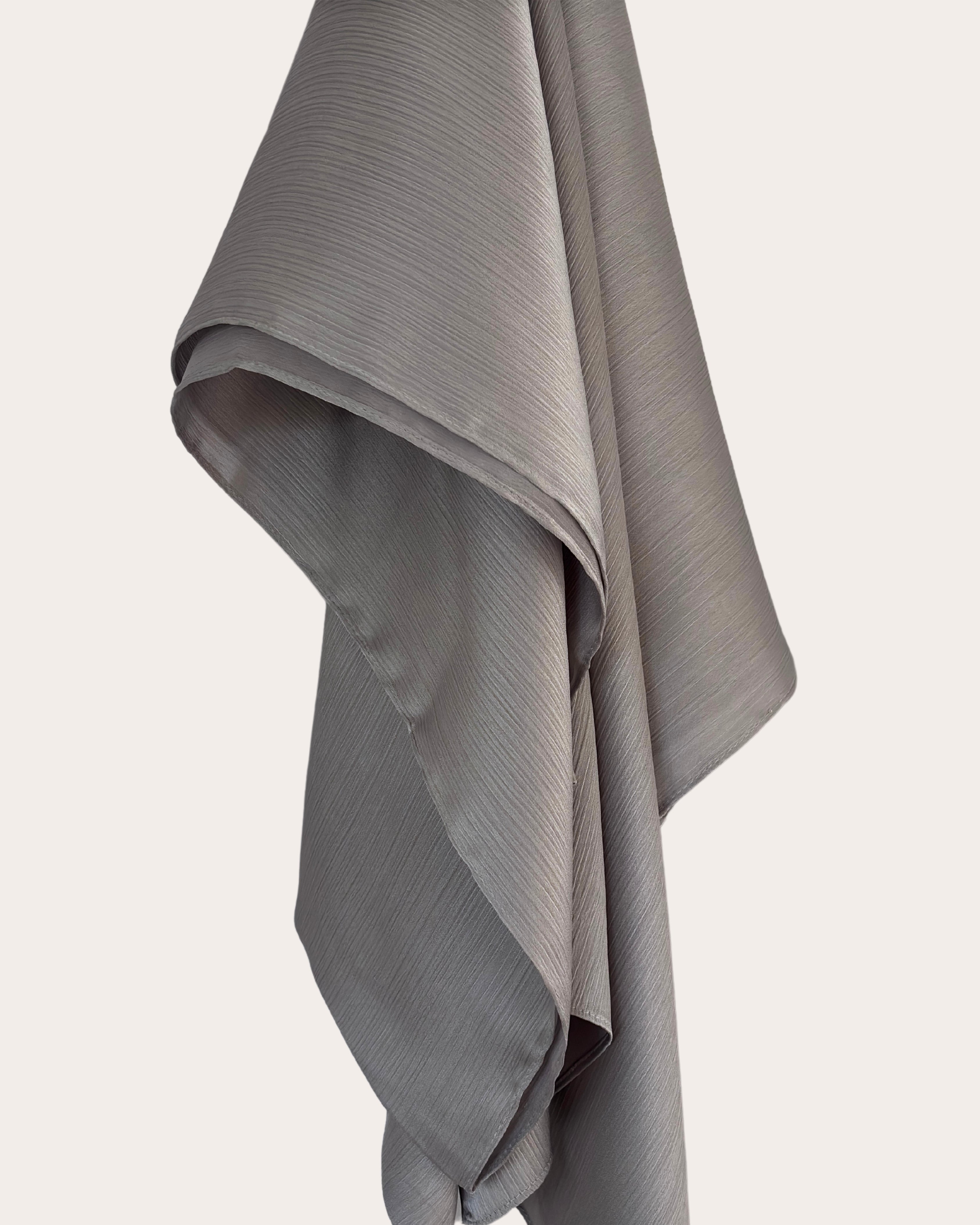 Crinkle Satin Hijab - Charcoal Essence