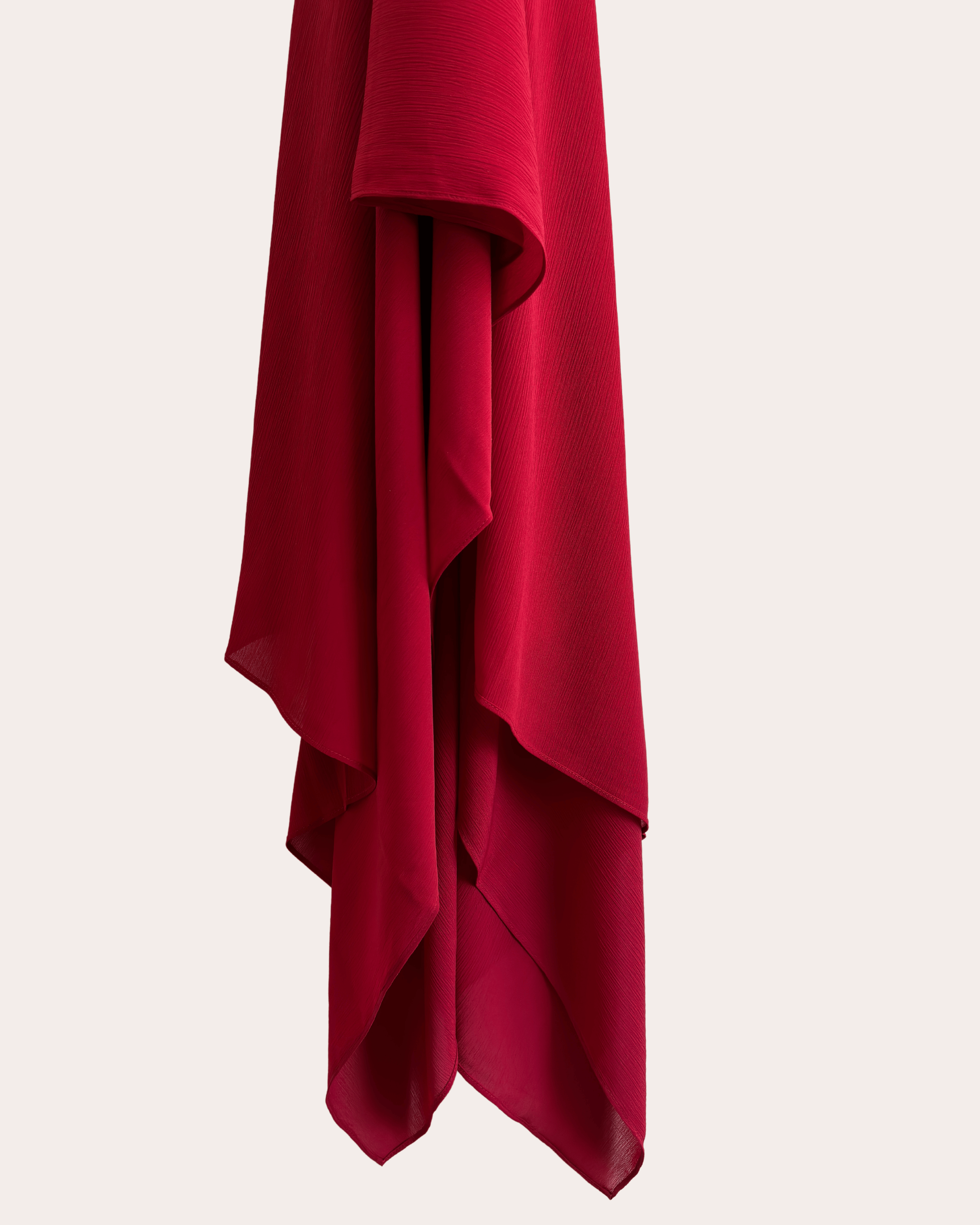 Crinkle Chiffon Hijab - Raven Red