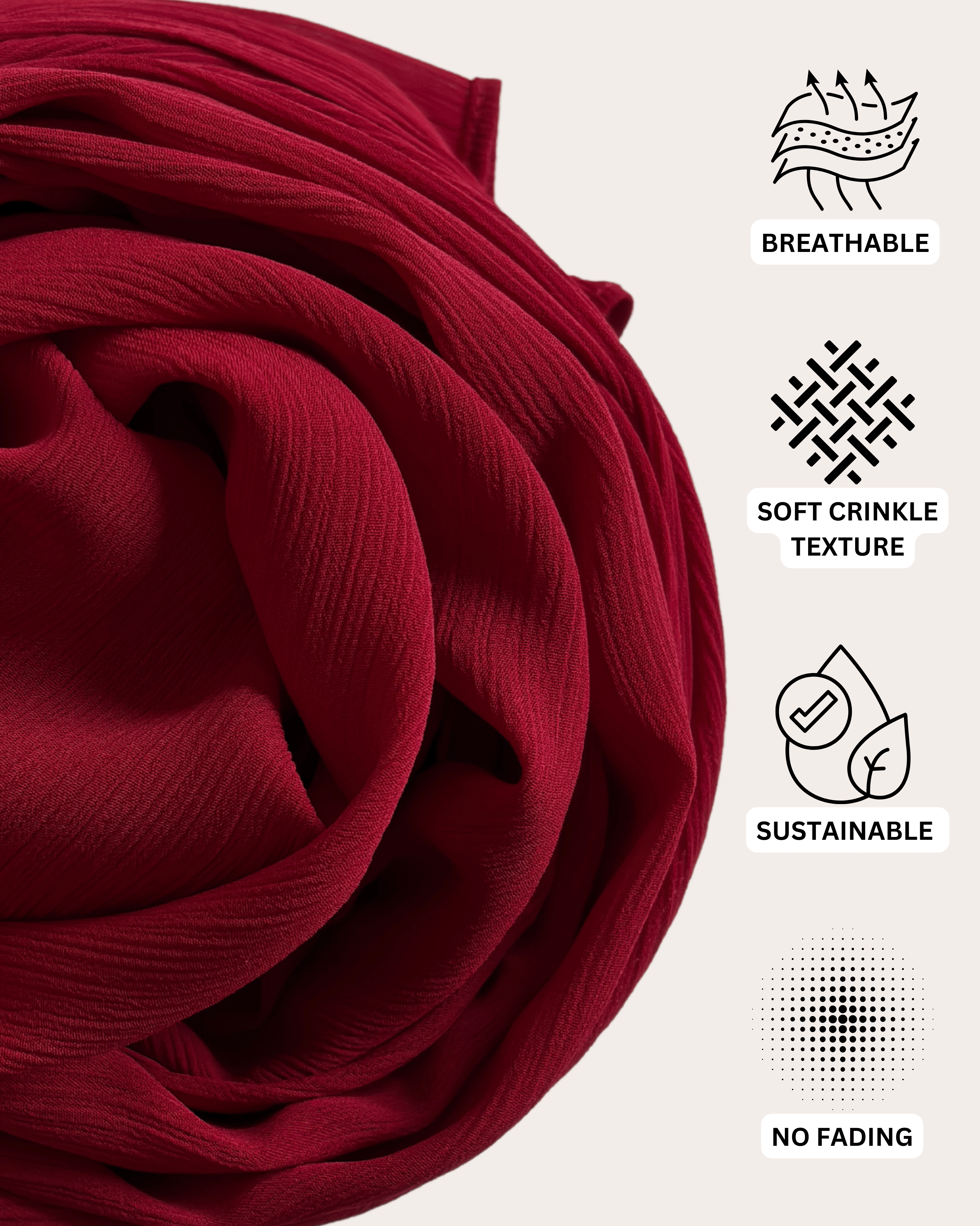 Crinkle Chiffon Hijab - Raven Red