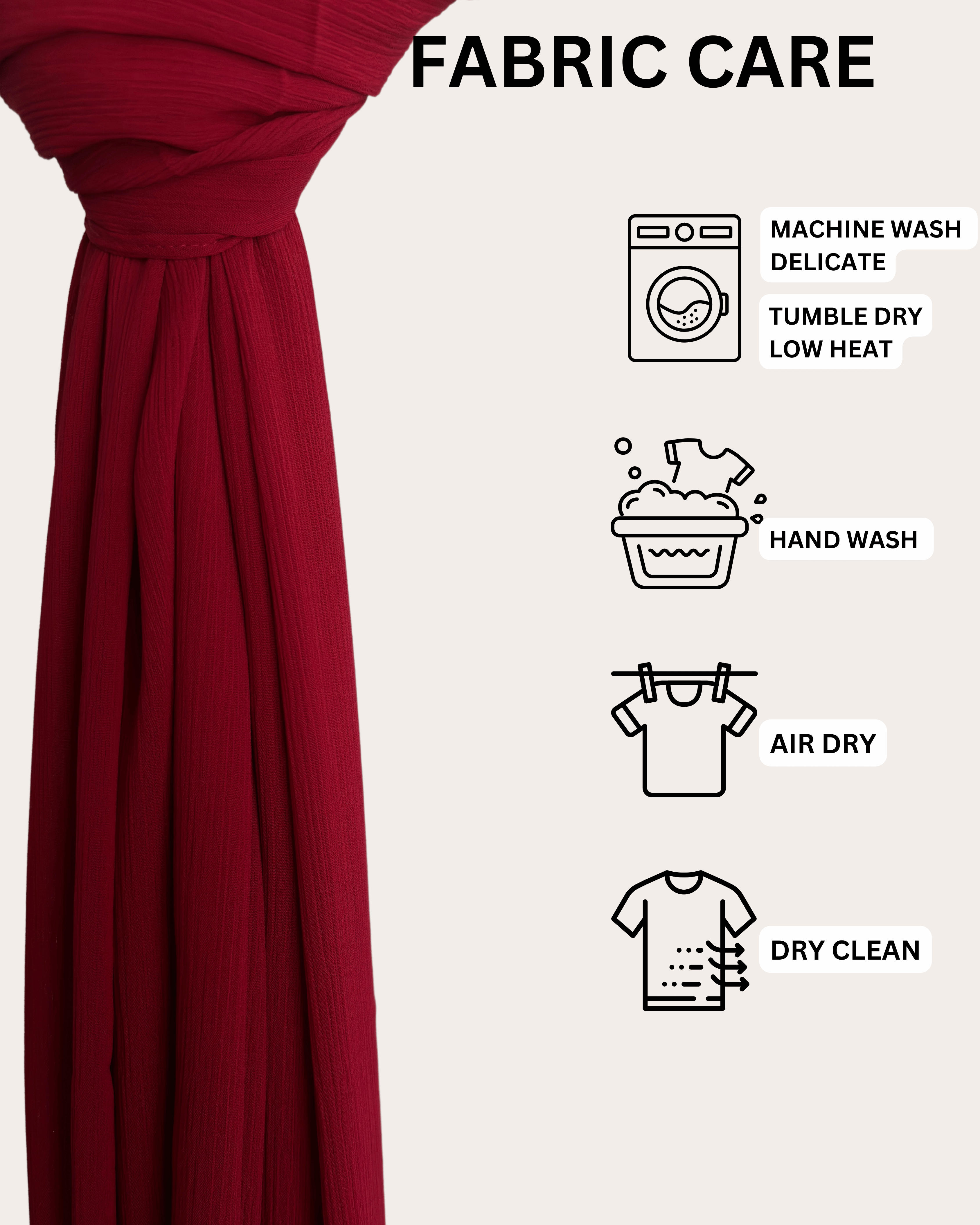 Crinkle Chiffon Hijab - Raven Red