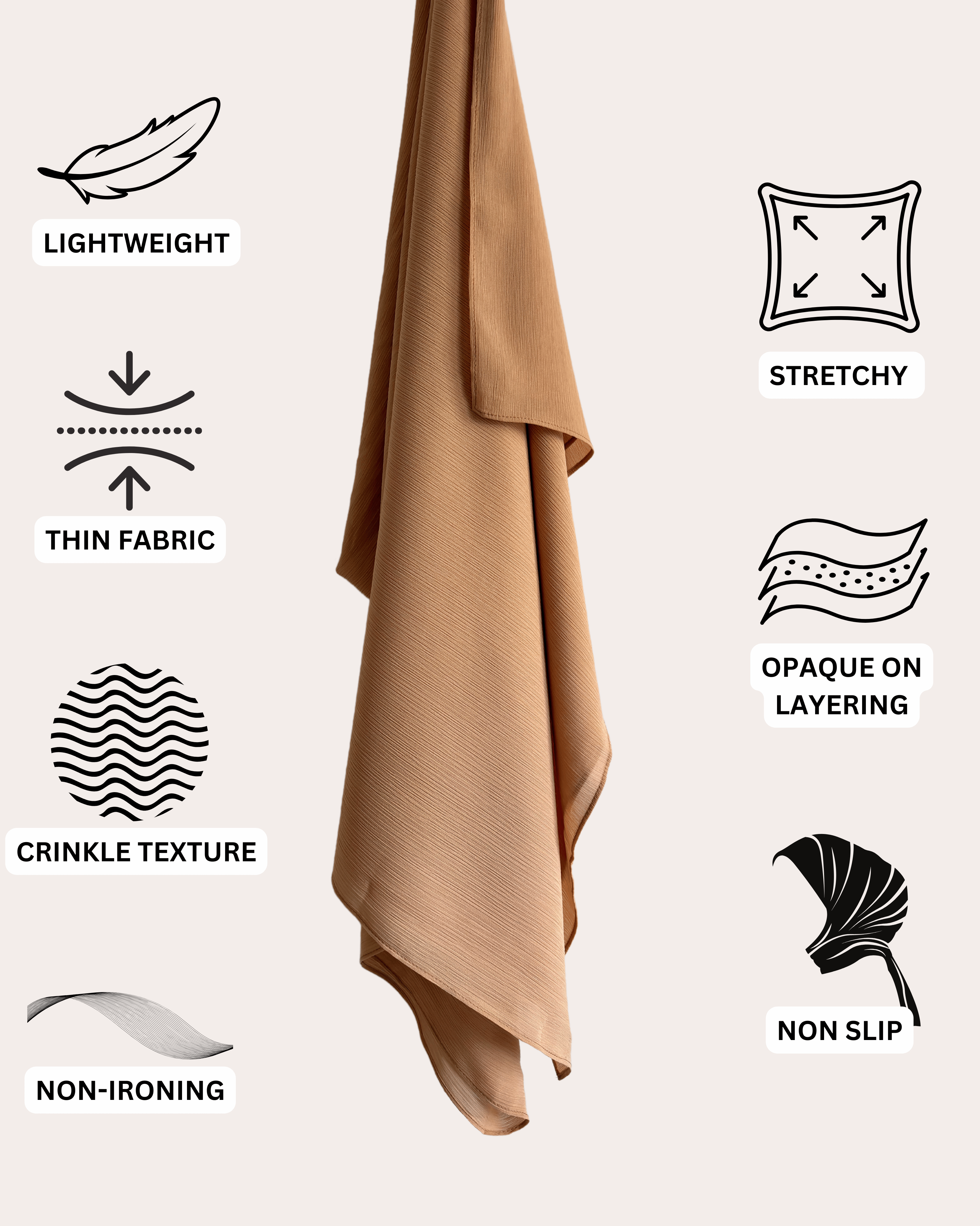 Crinkle Chiffon Hijab - Caramel Serenade