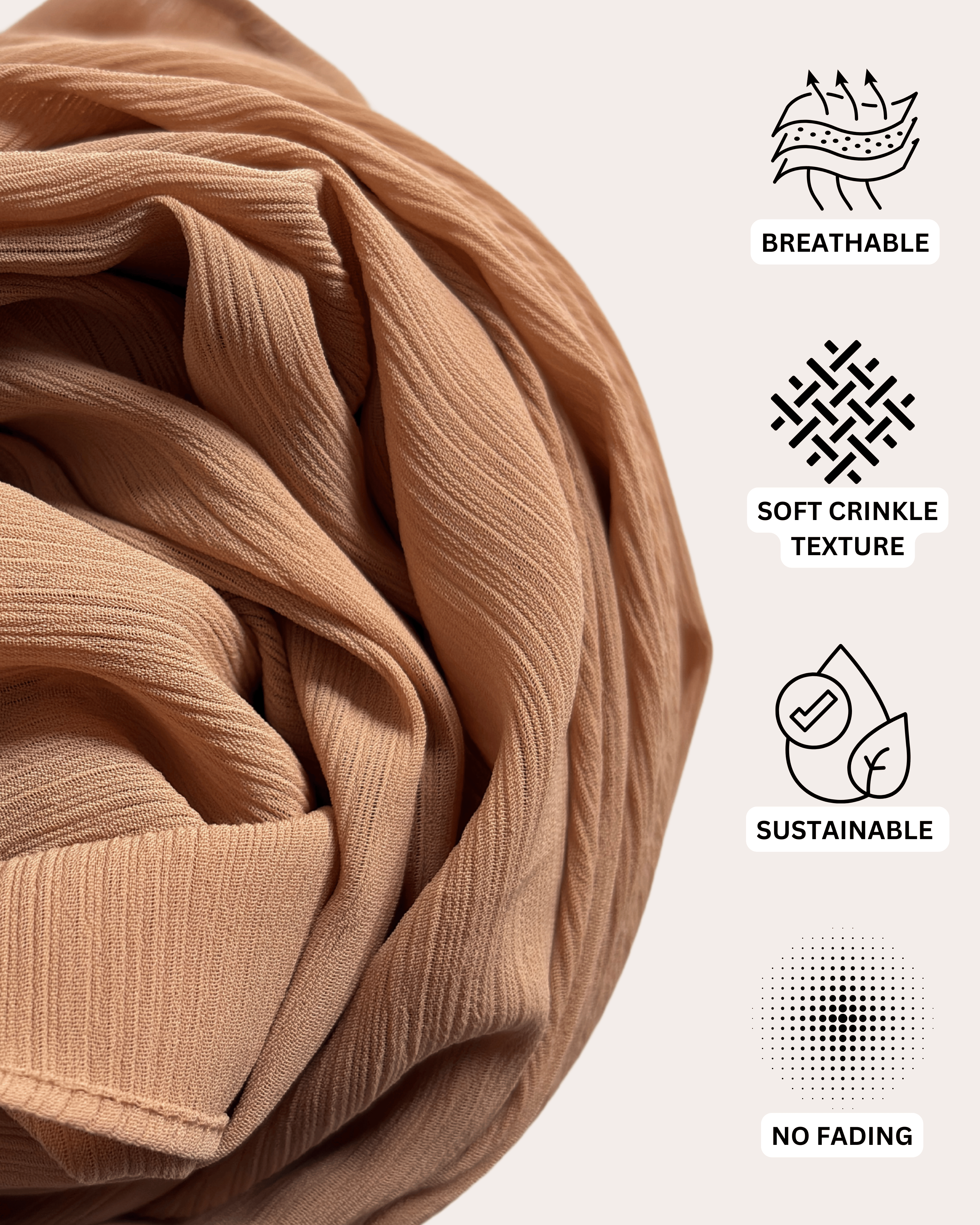 Crinkle Chiffon Hijab - Caramel Serenade