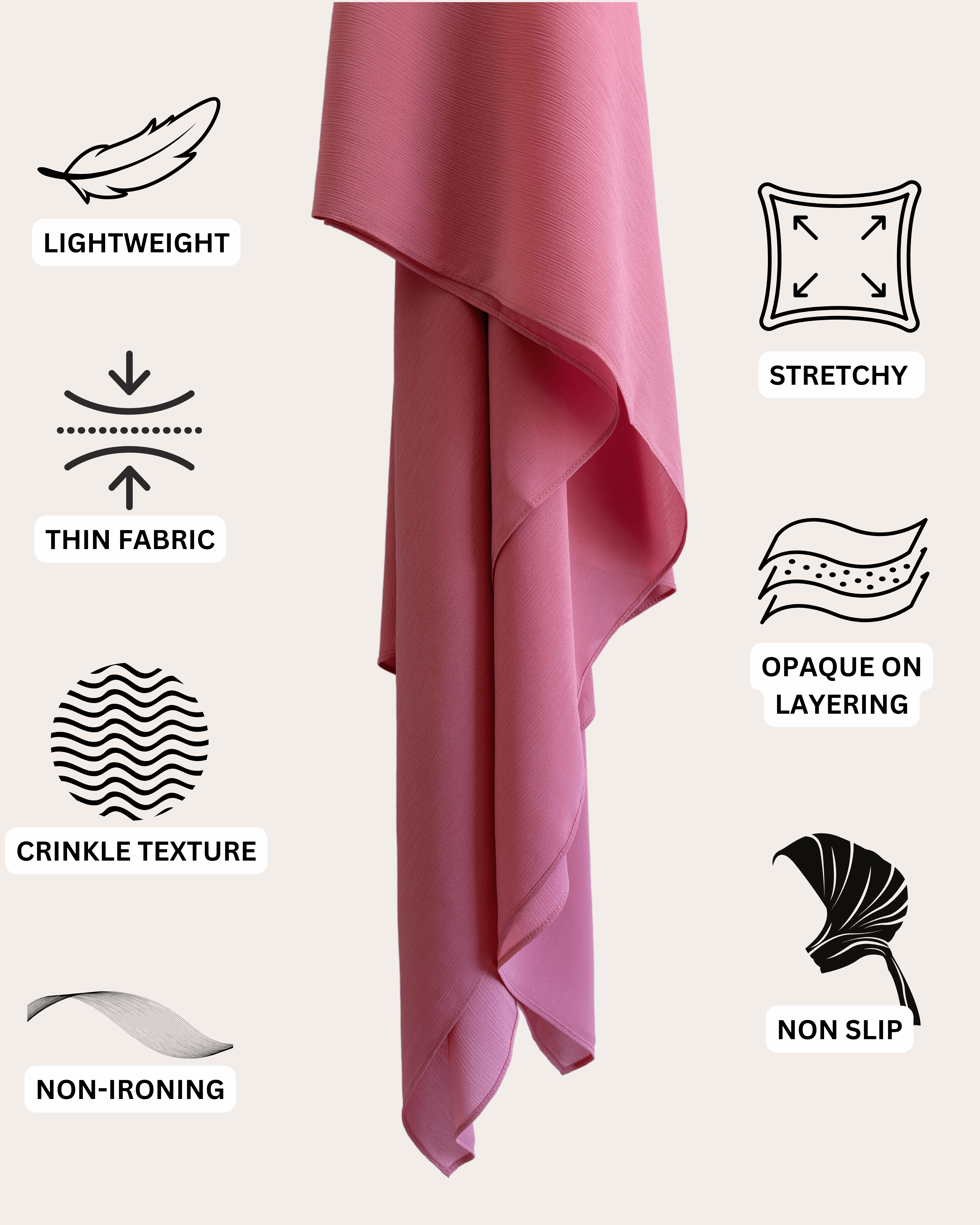 Crinkle Chiffon Hijab - Cotton Candy Blush