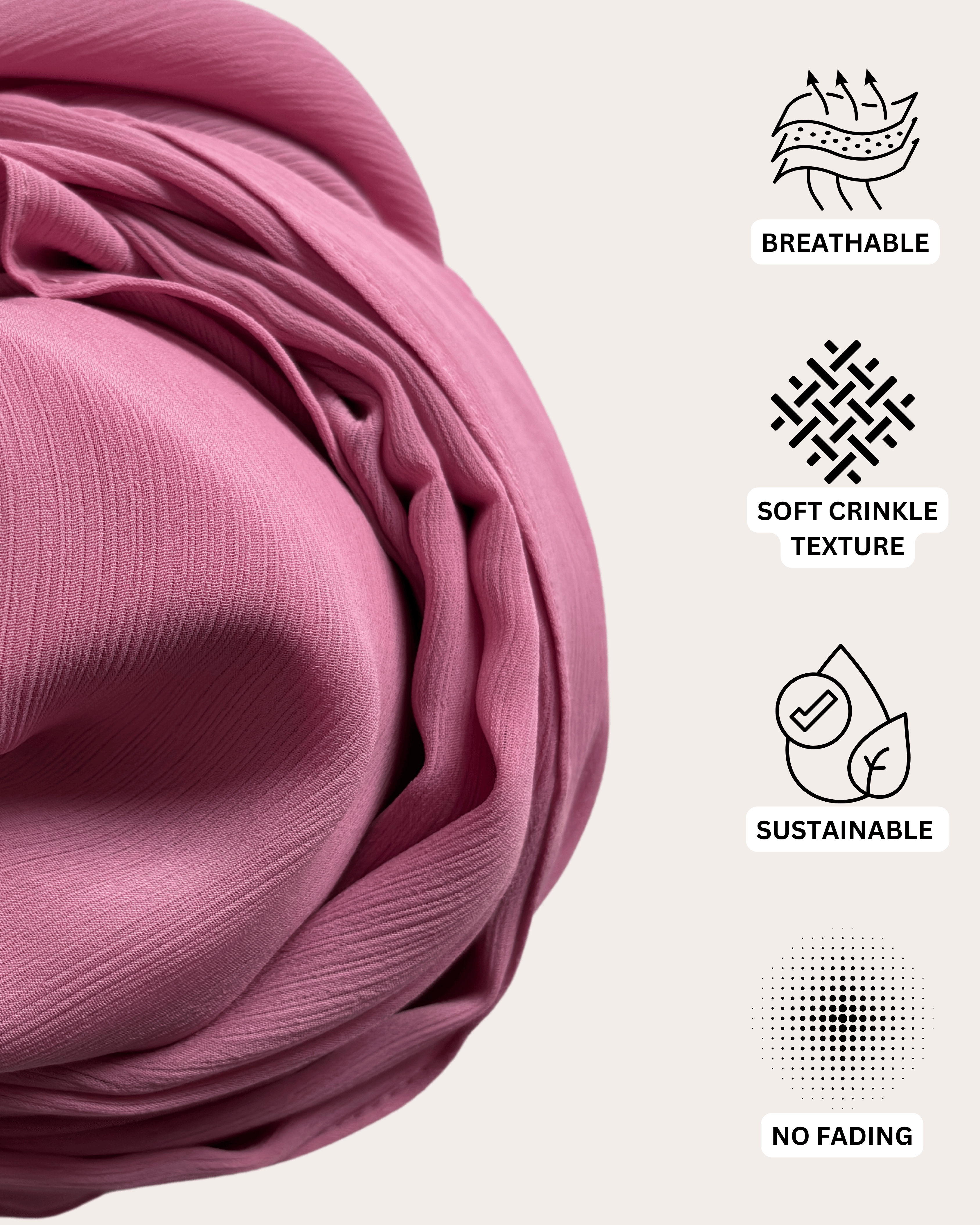 Crinkle Chiffon Hijab - Cotton Candy Blush