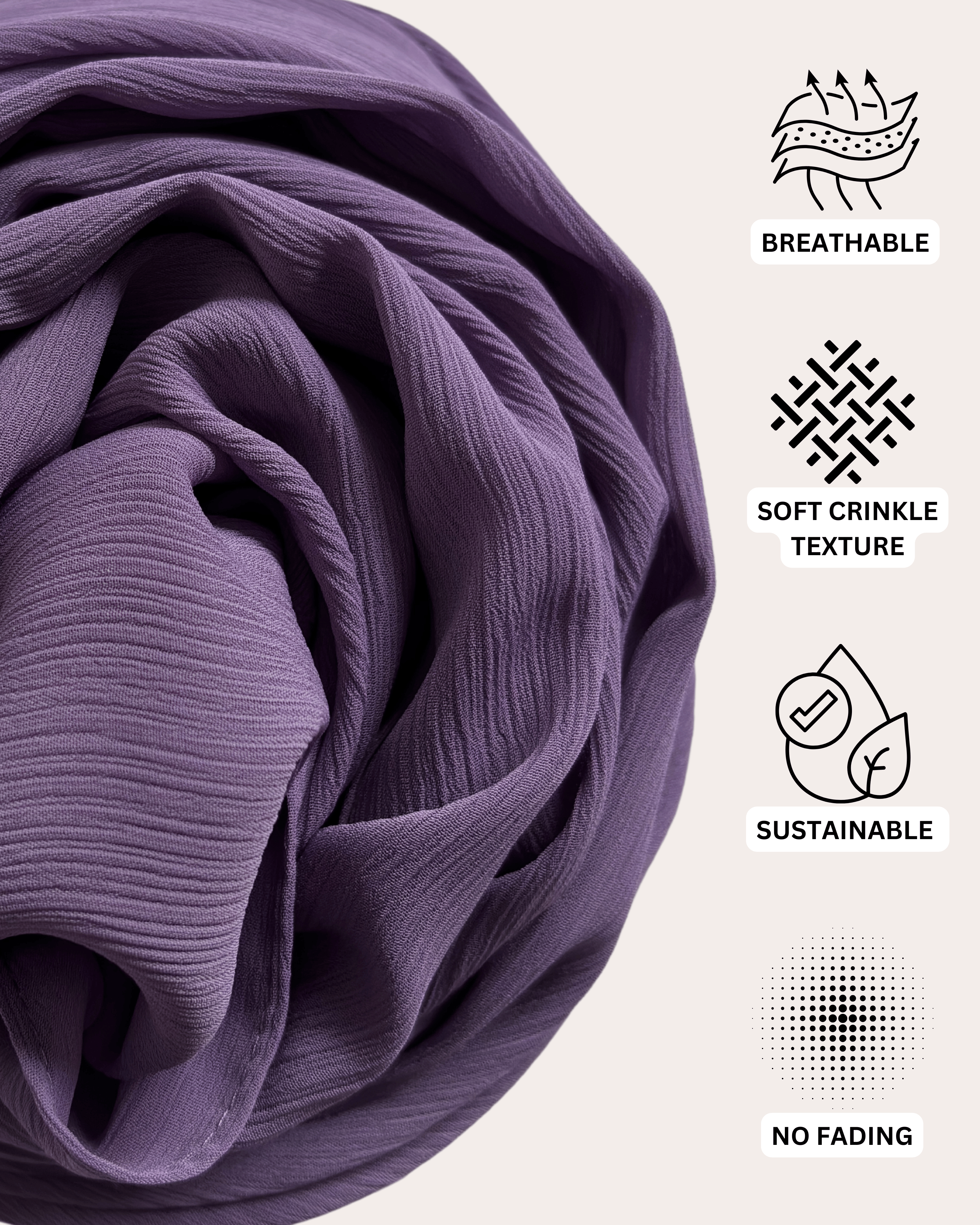 Crinkle Chiffon Hijab - Mauve Meadows