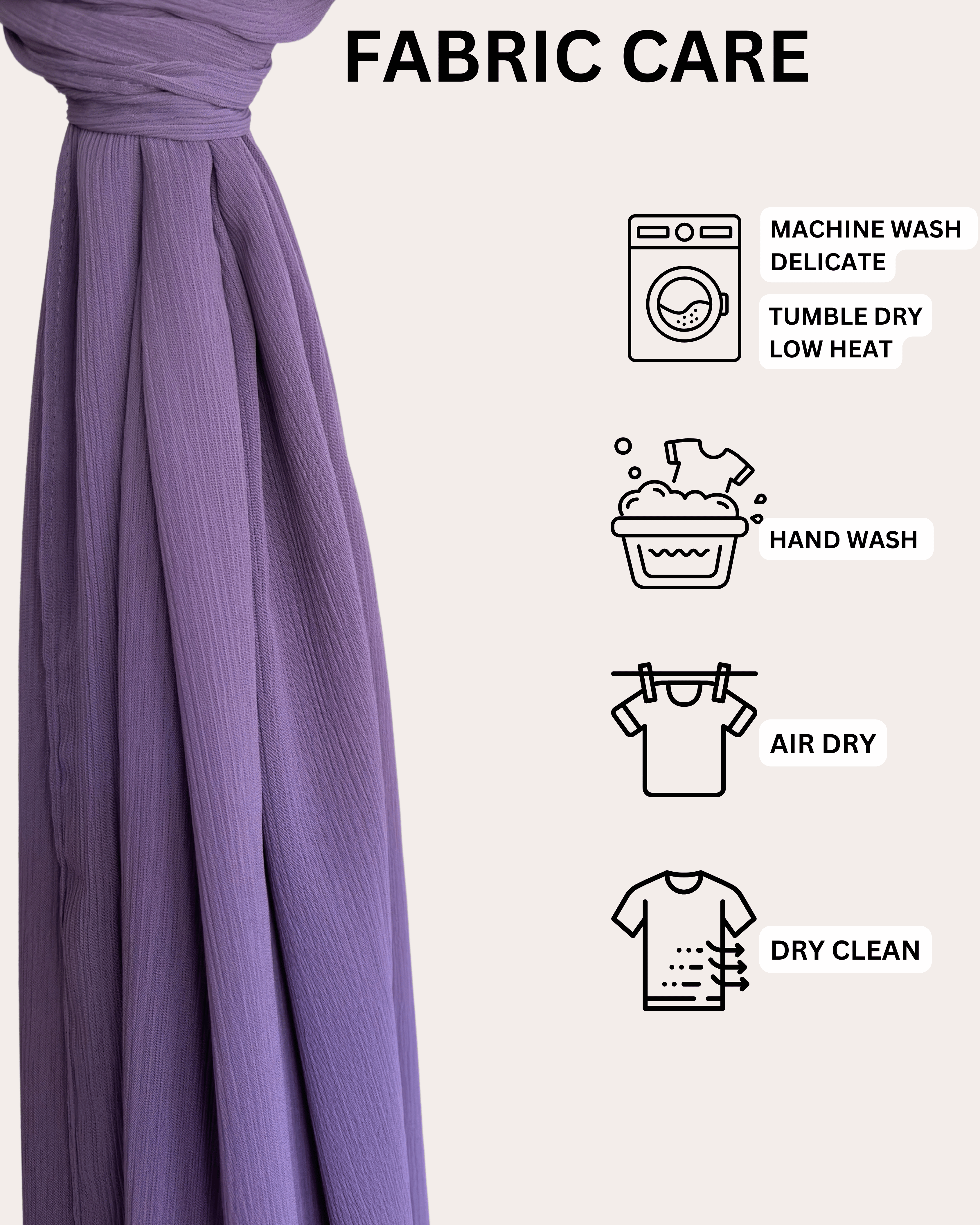 Crinkle Chiffon Hijab - Mauve Meadows