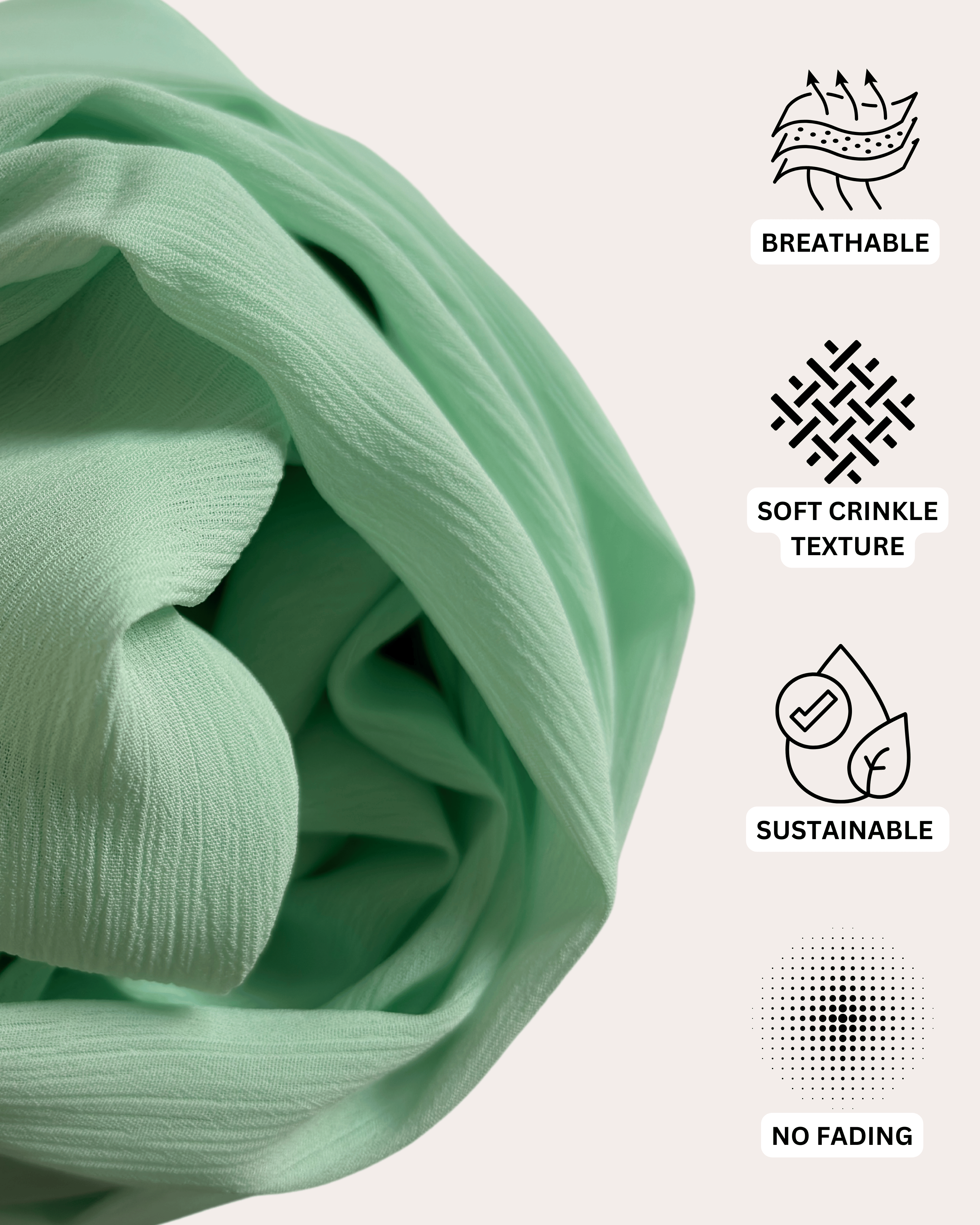 Crinkle Chiffon Hijab - Minty Serenity