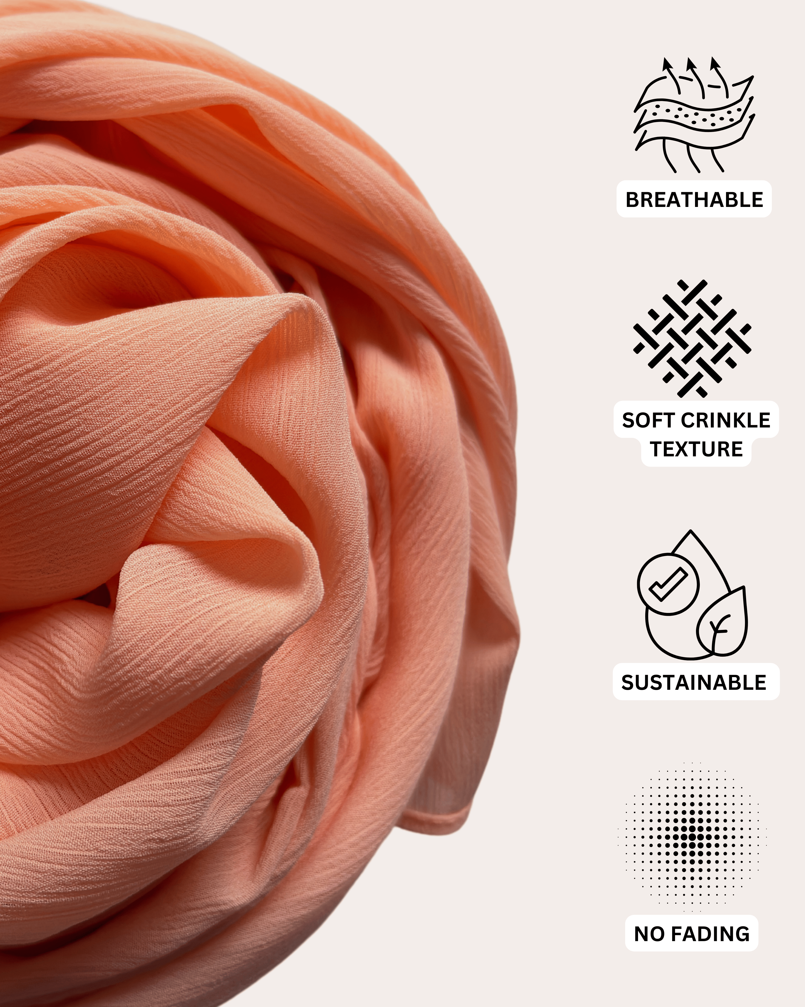 Crinkle Chiffon Hijab - Peachy Serenity