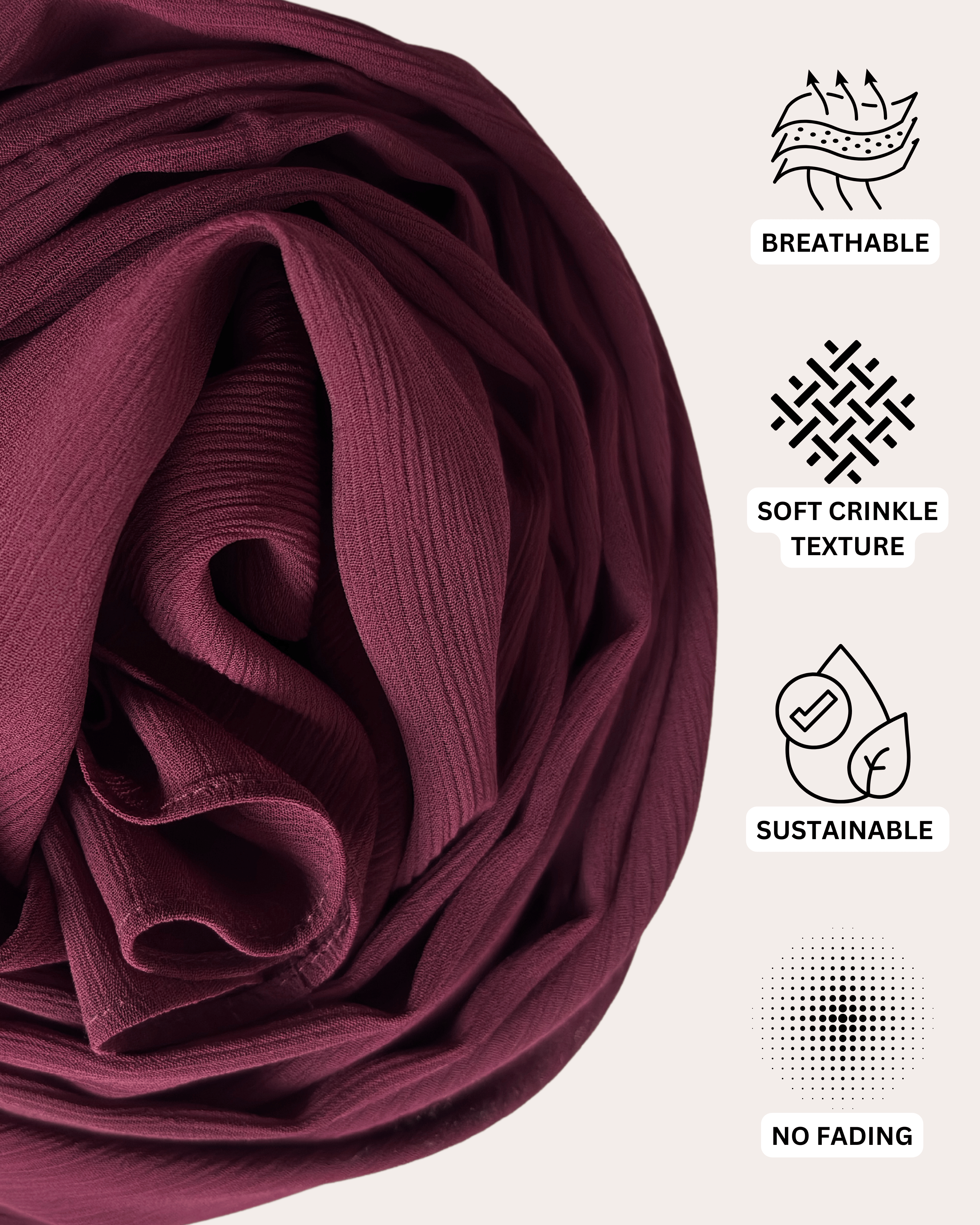 Crinkle Chiffon Hijab - Plum Harmony