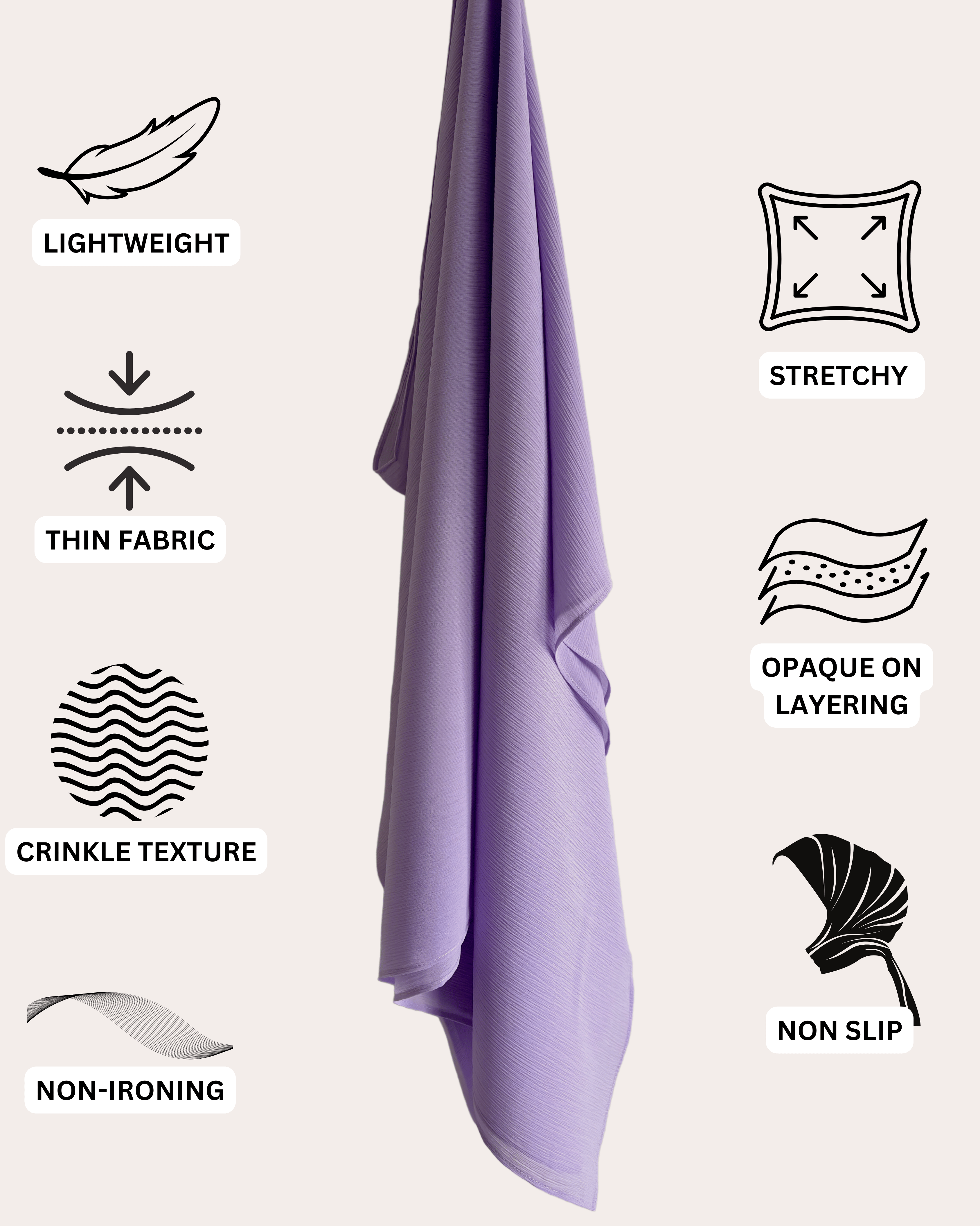 Crinkle Chiffon Hijab - Whimsical Lavender