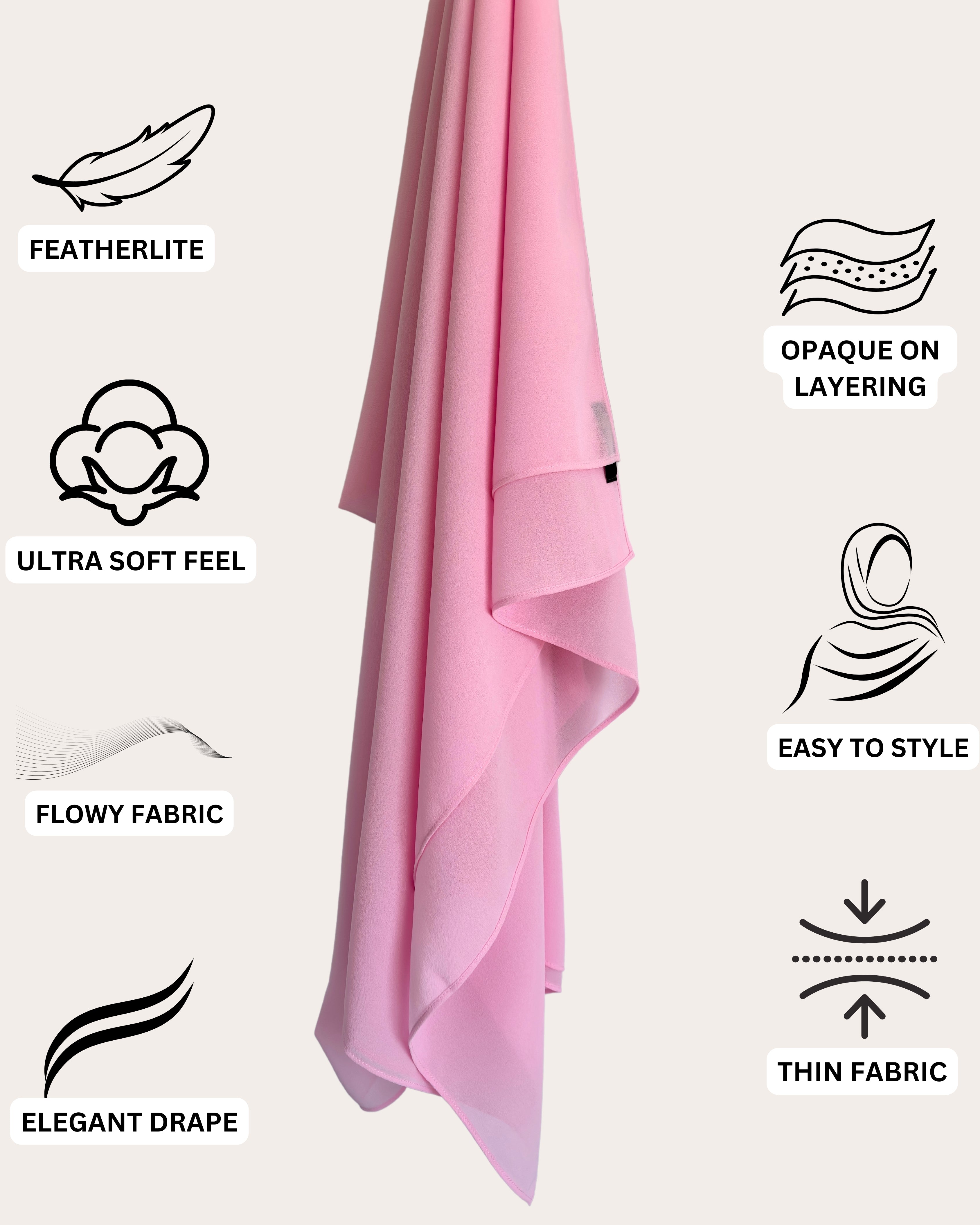 Classic Chiffon Hijab - Bubblegum Pink