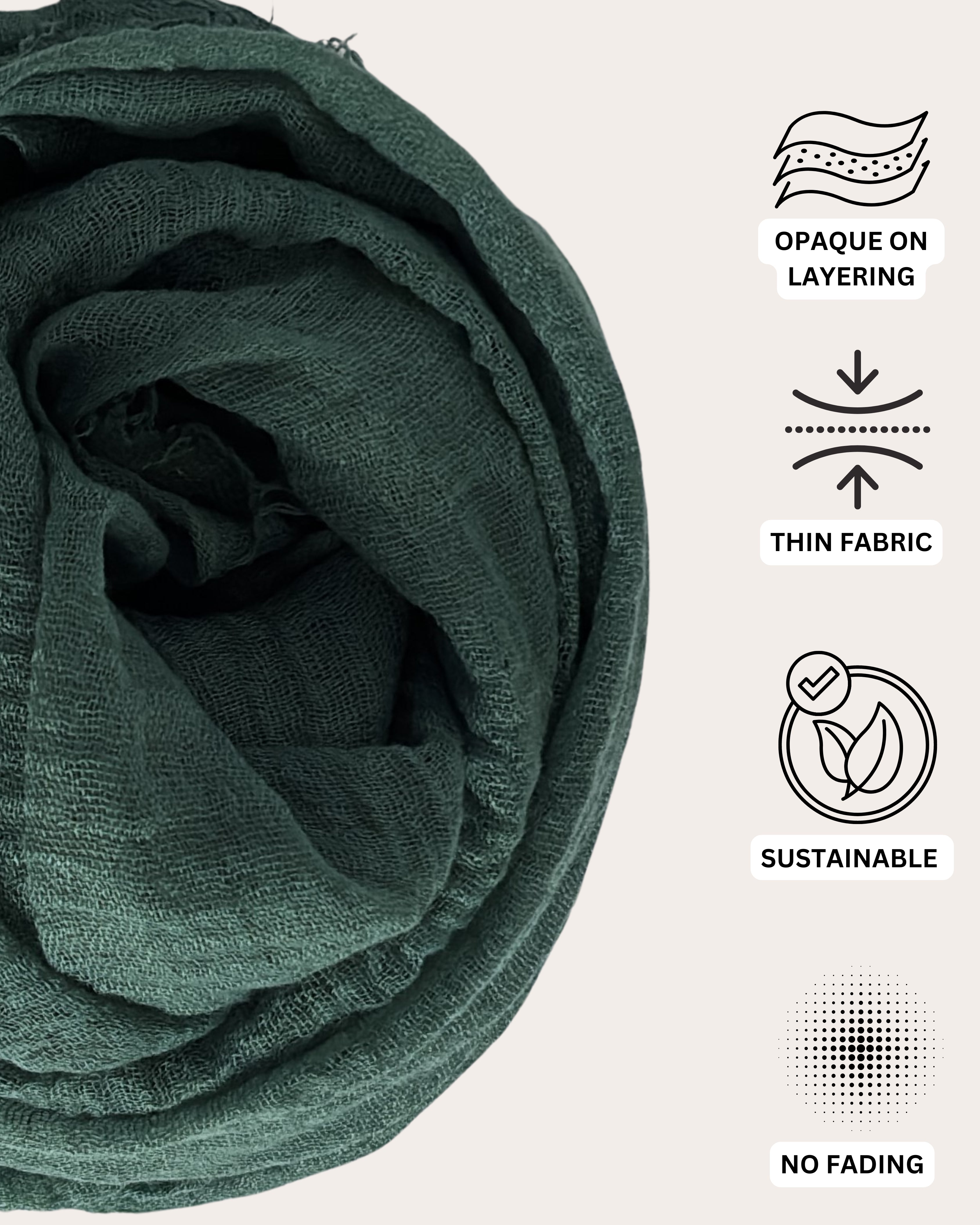 Crinkle Cotton Hijab - Mossy Emerald