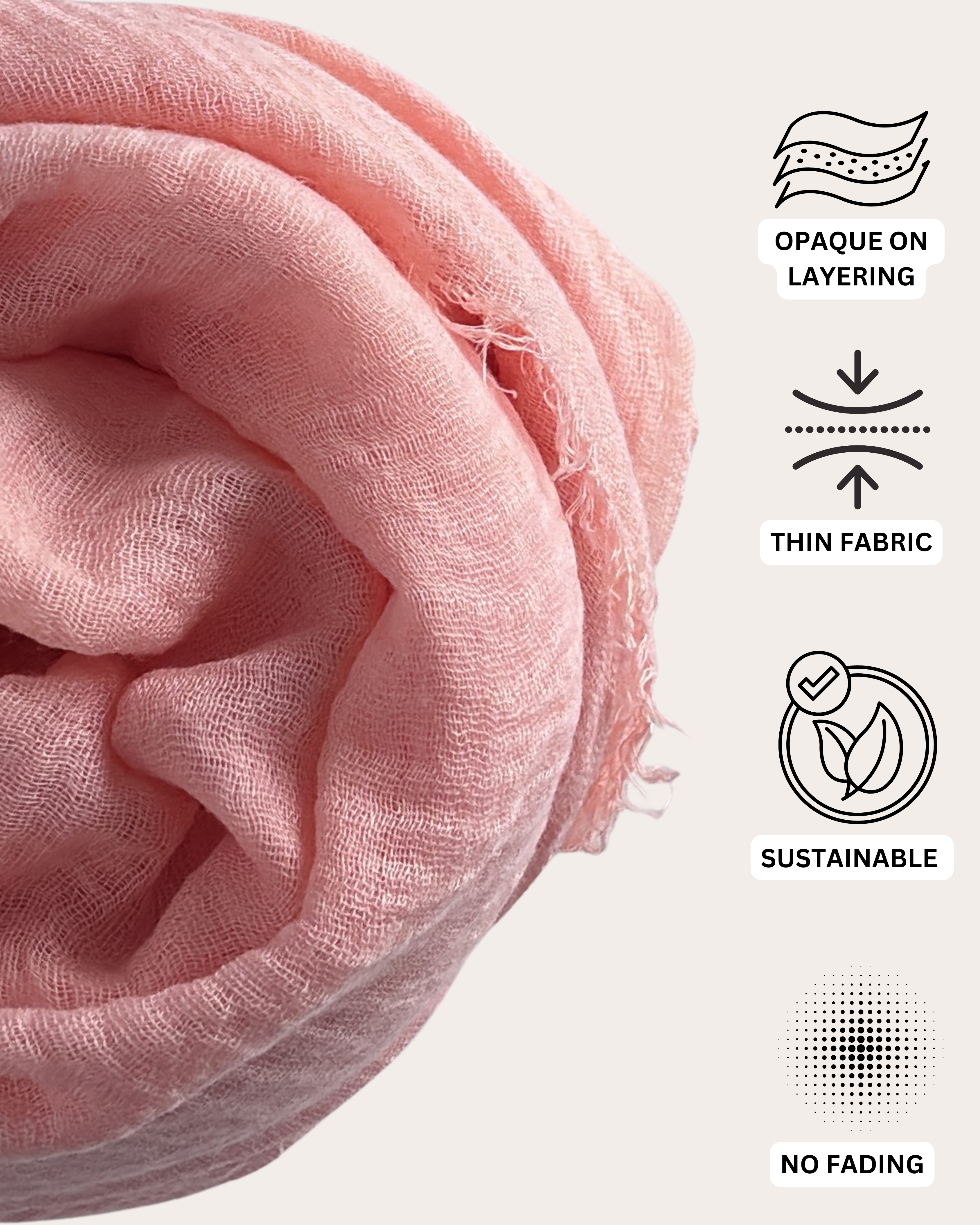 Crinkle Cotton Hijab - Coral Sunset