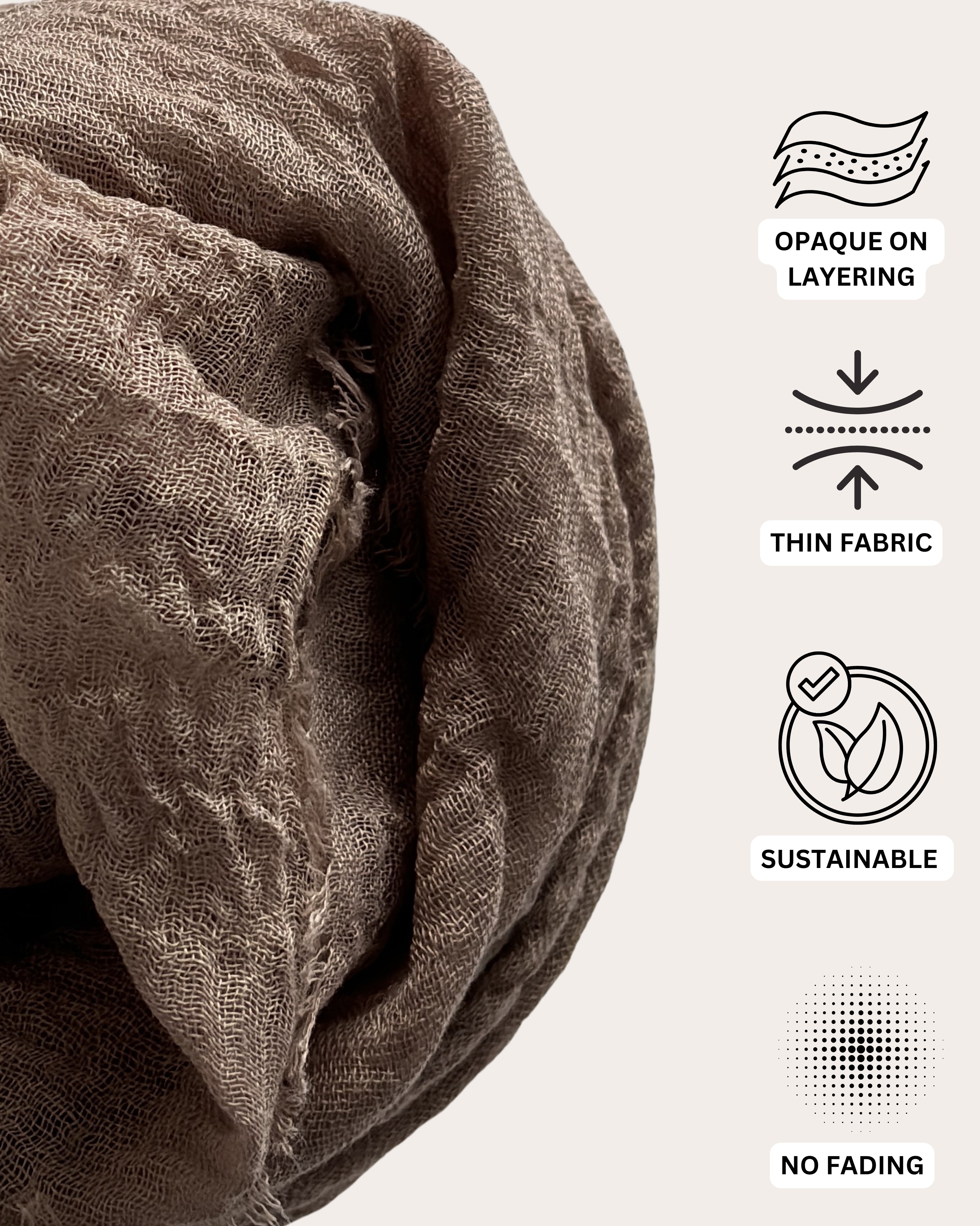 Crinkle Cotton Hijab - Antique Taupe