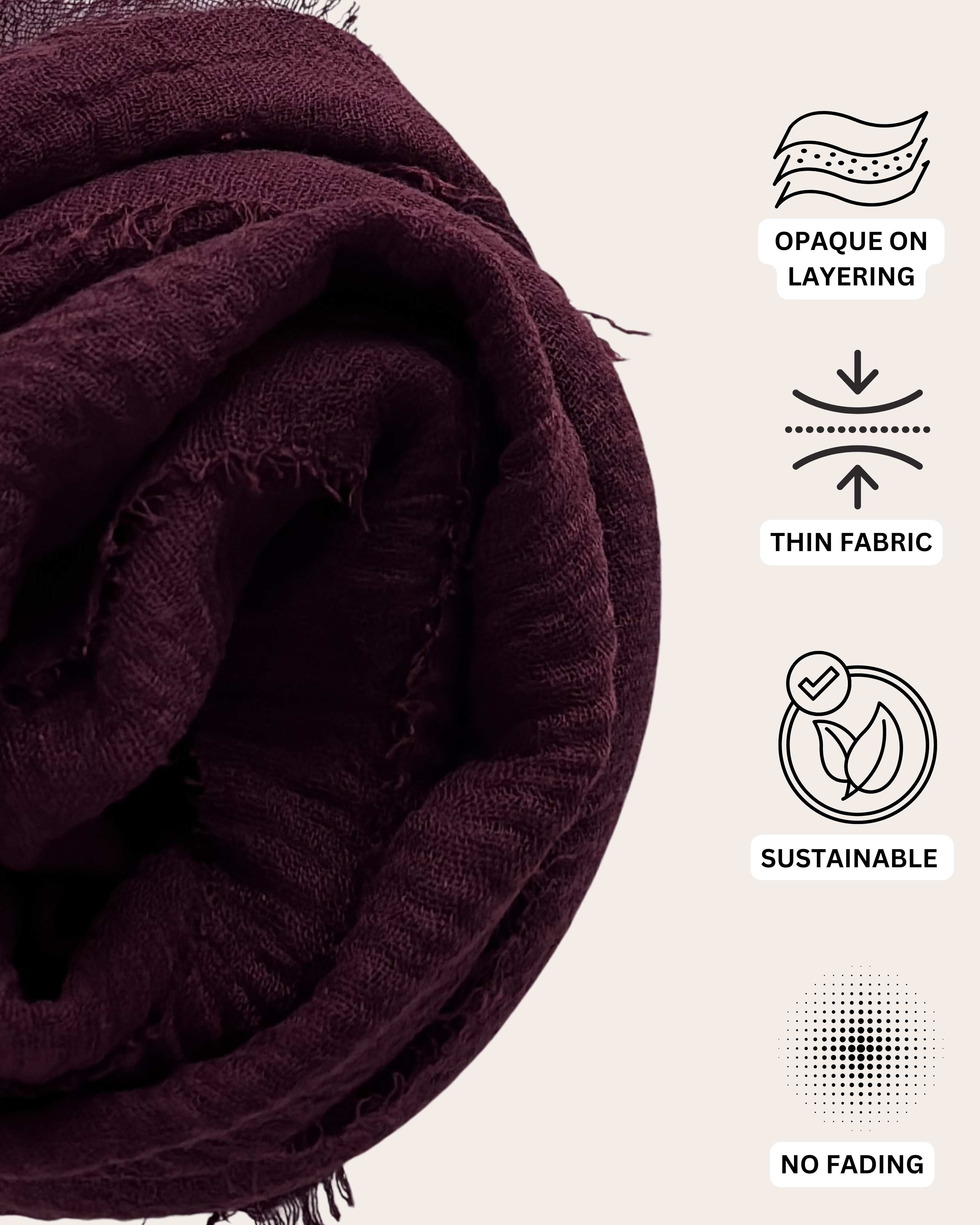 Crinkle Cotton Hijab - Cherry Chocolate