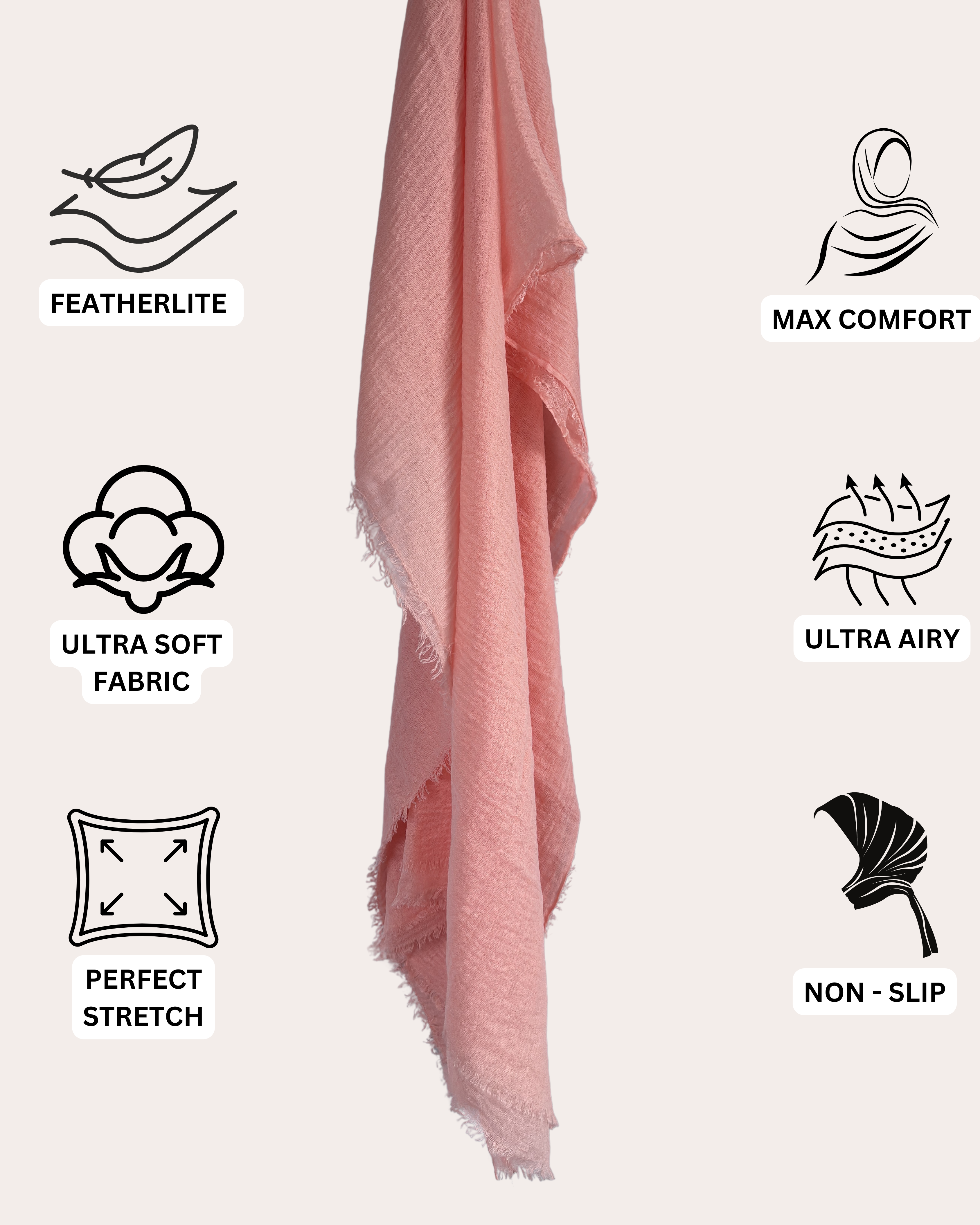 Crinkle Cotton Hijab - Coral Sunset