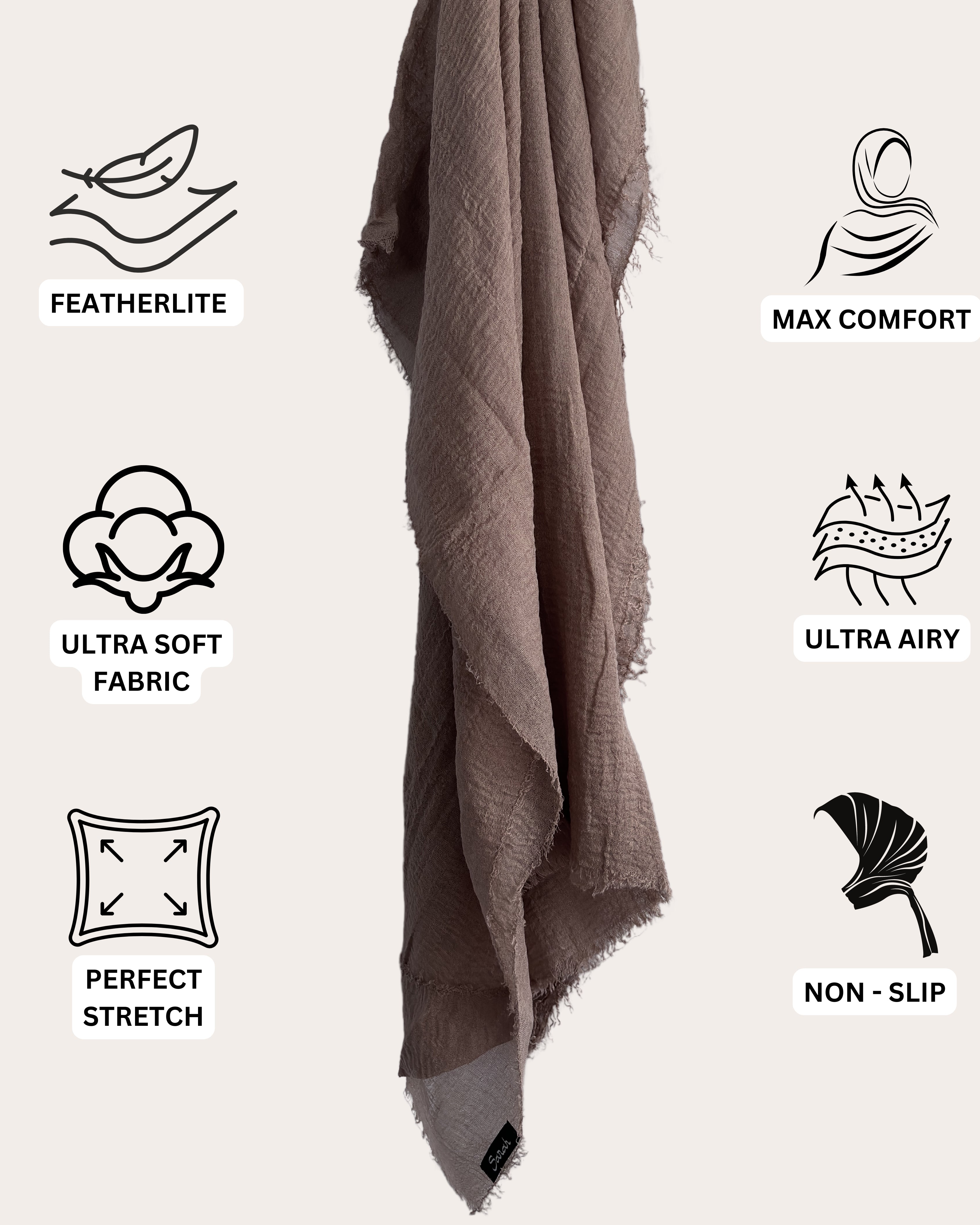Crinkle Cotton Hijab - Antique Taupe