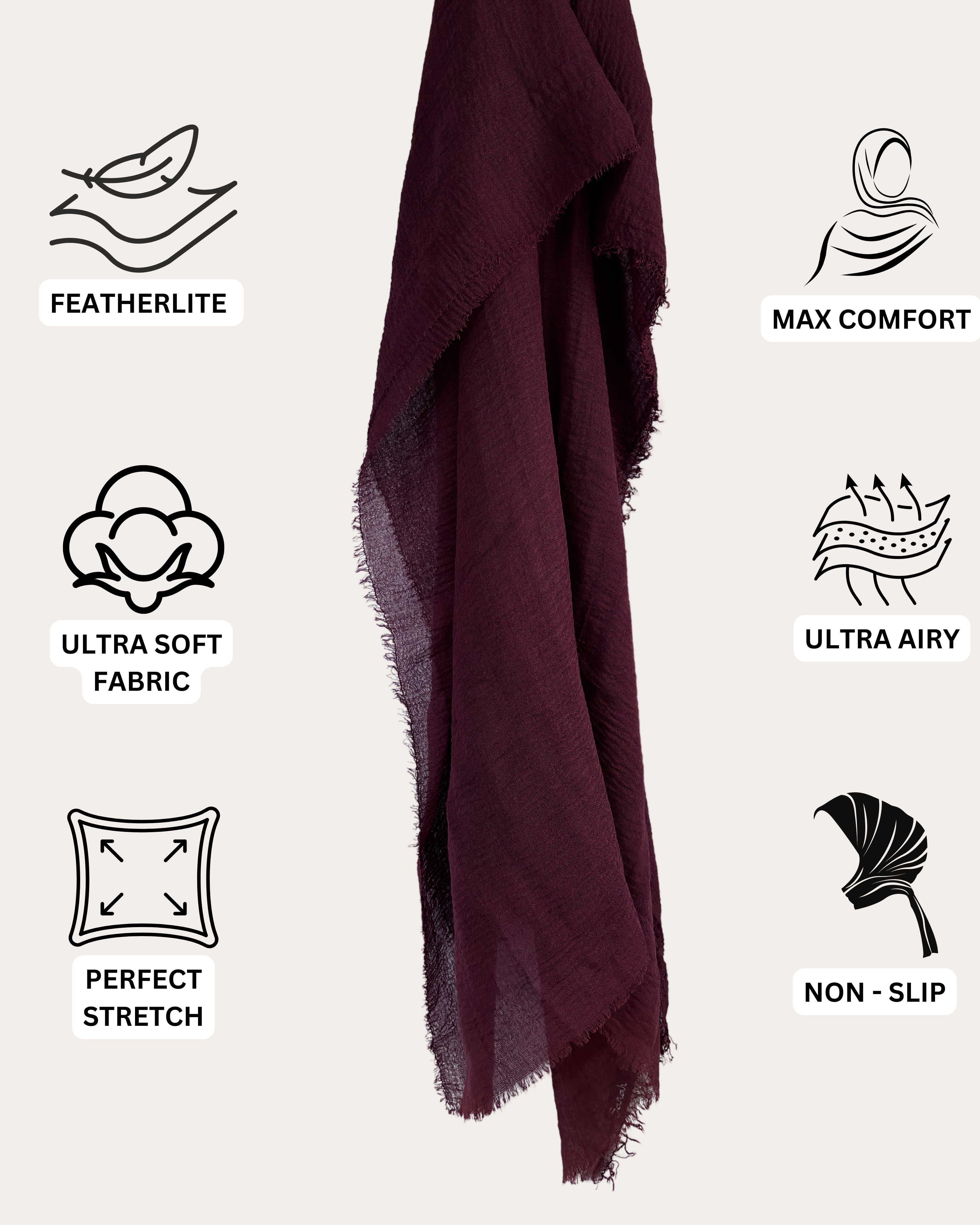 Crinkle Cotton Hijab - Cherry Chocolate