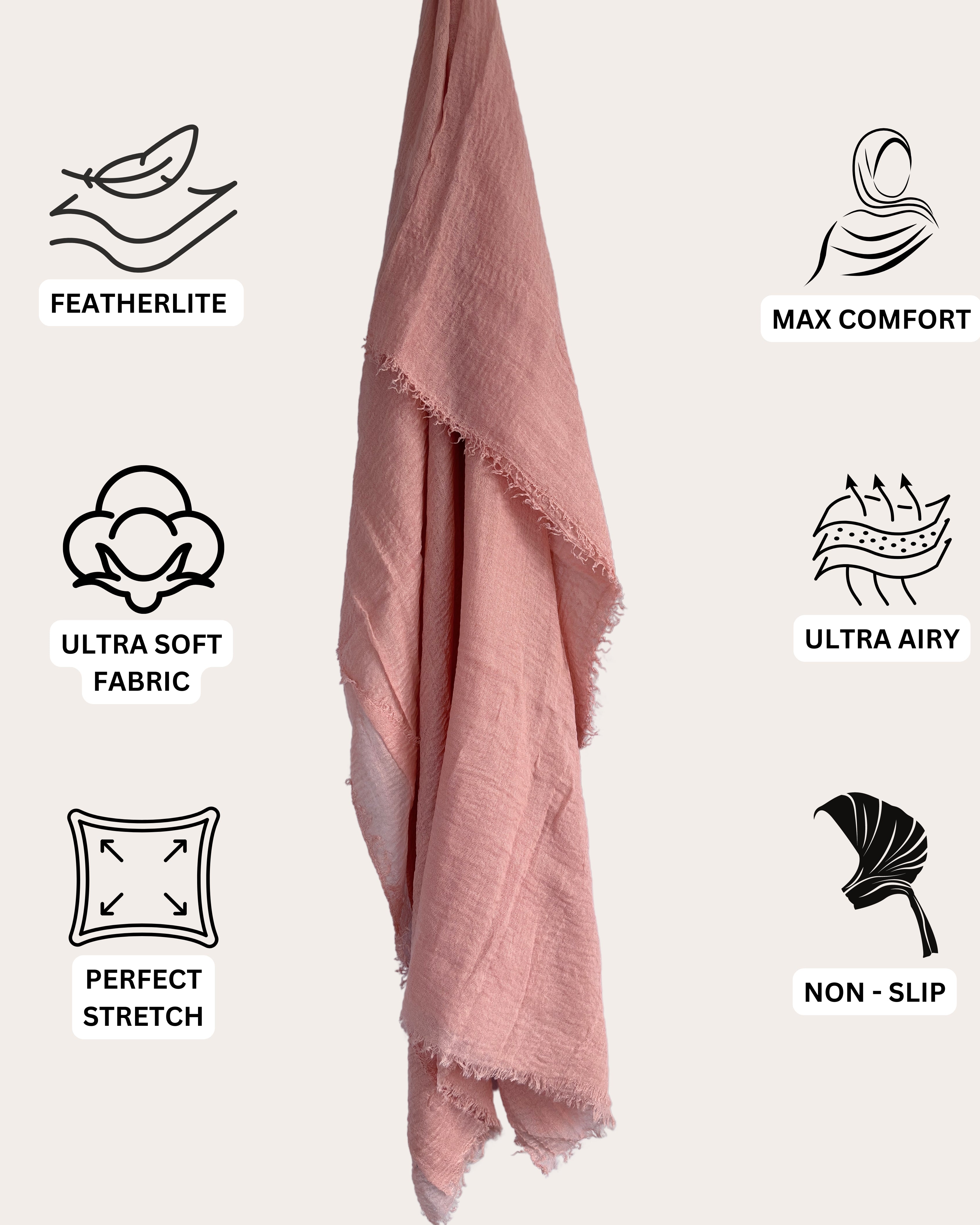 Crinkle Cotton Hijab - Apricot Breeze