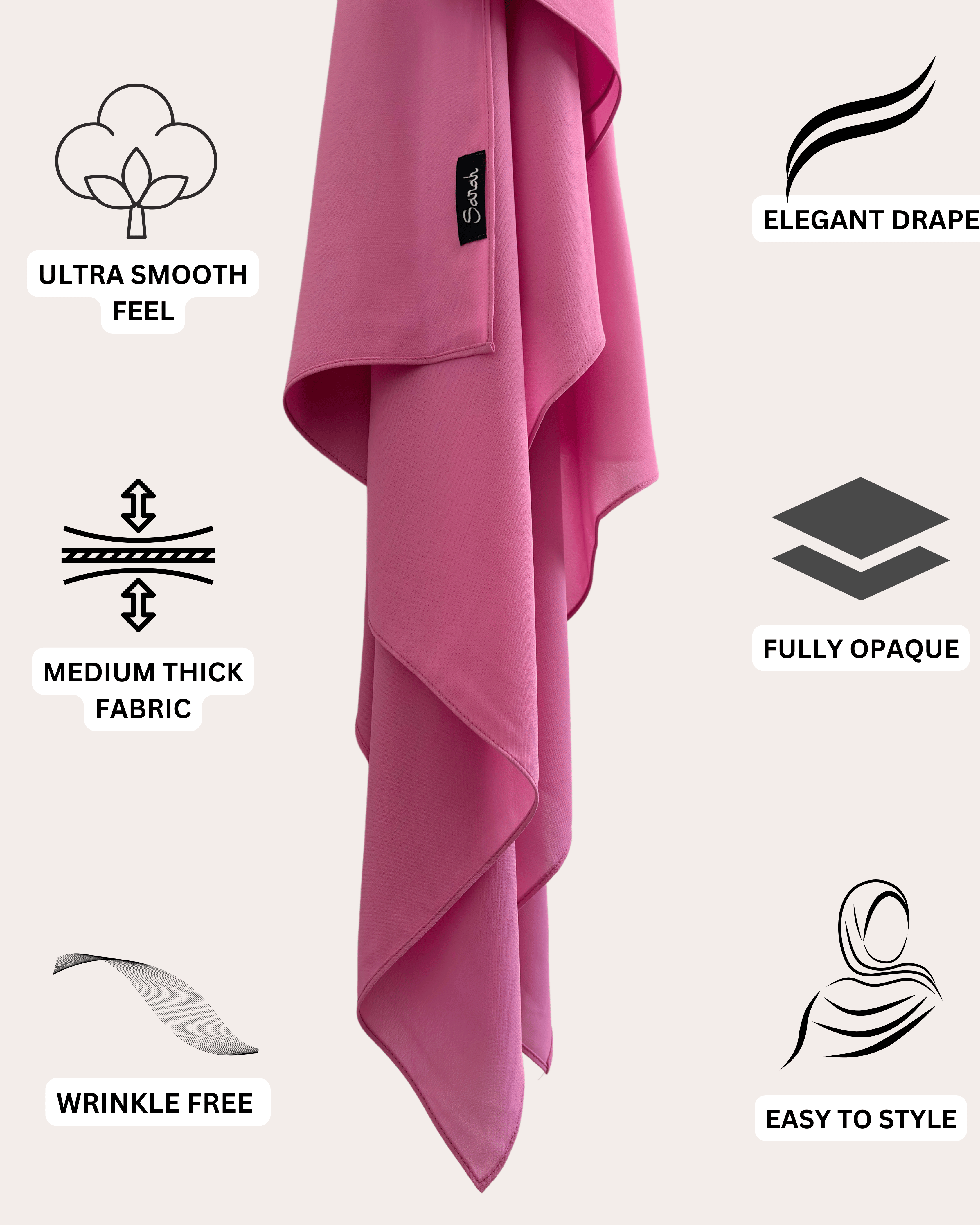 Diamond Chiffon Hijab - Blush Blossom