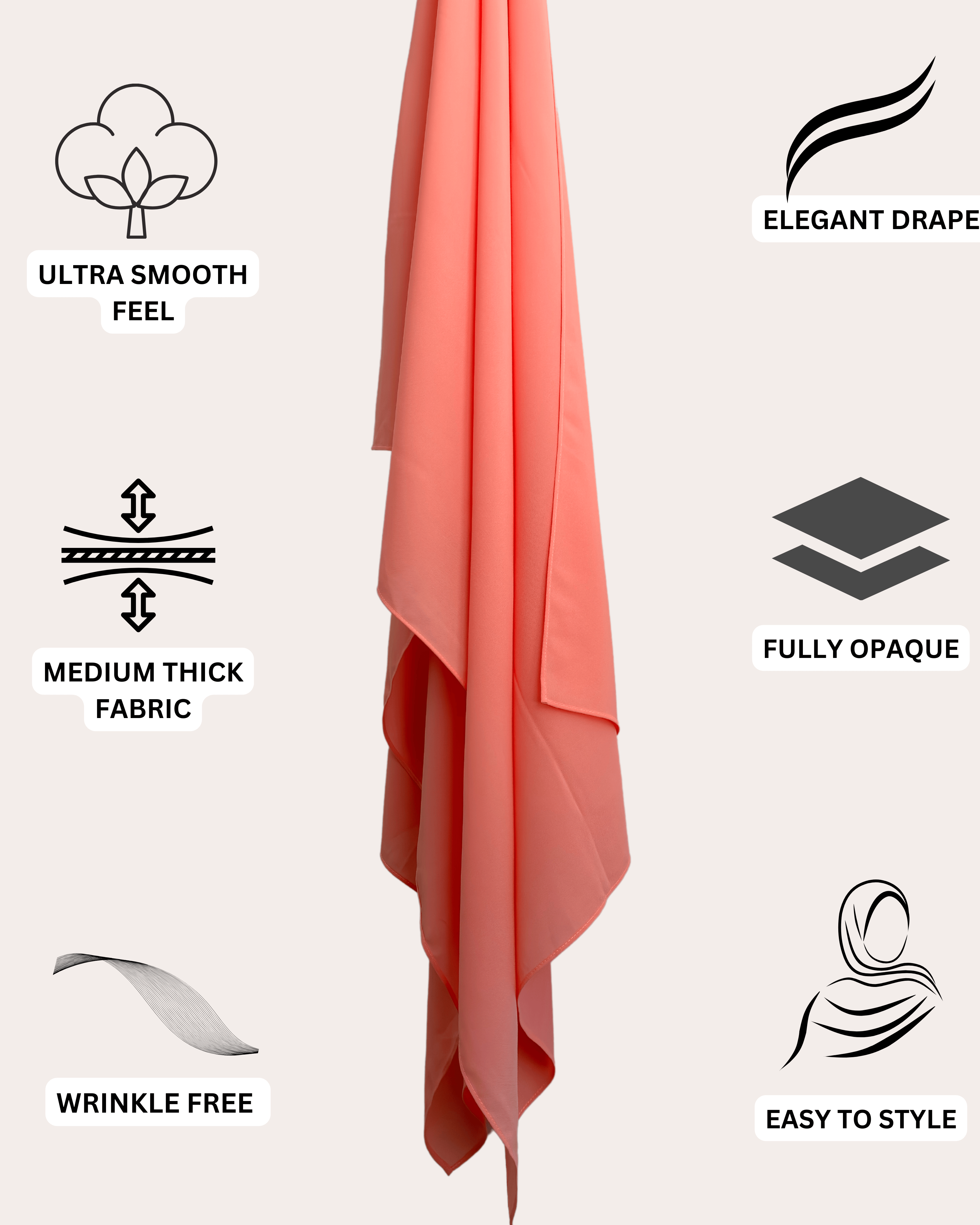 Diamond Chiffon Hijab - Coral Radiance