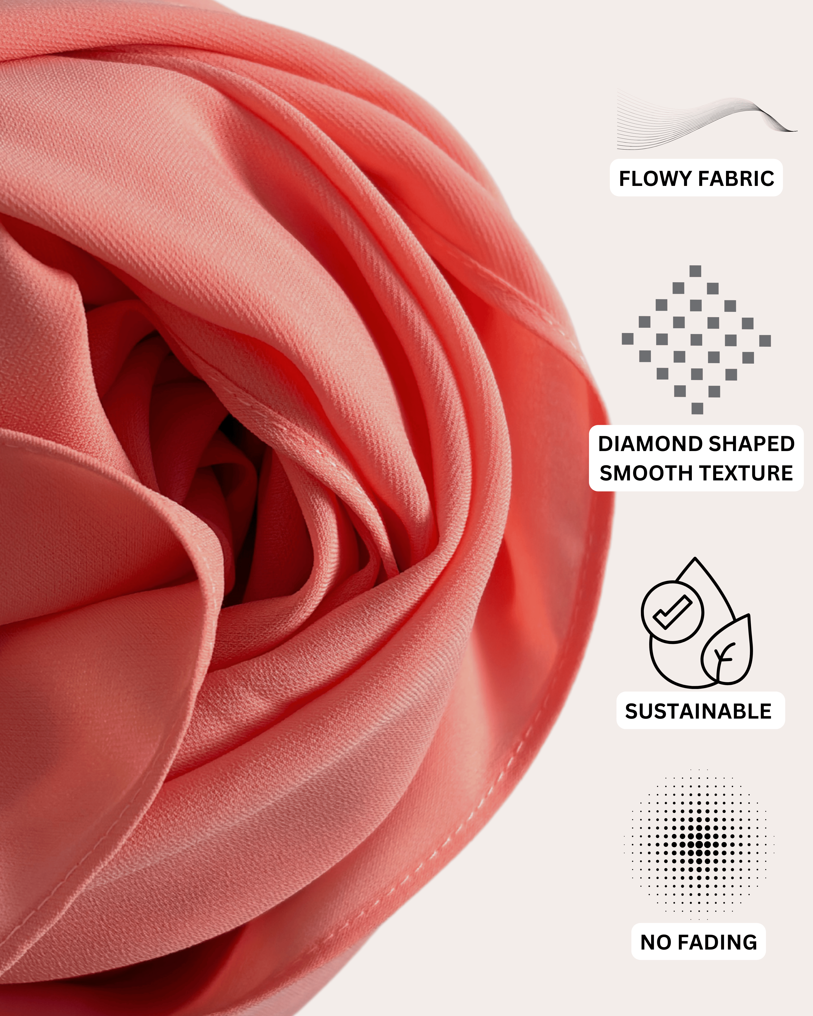 Diamond Chiffon Hijab - Coral Radiance