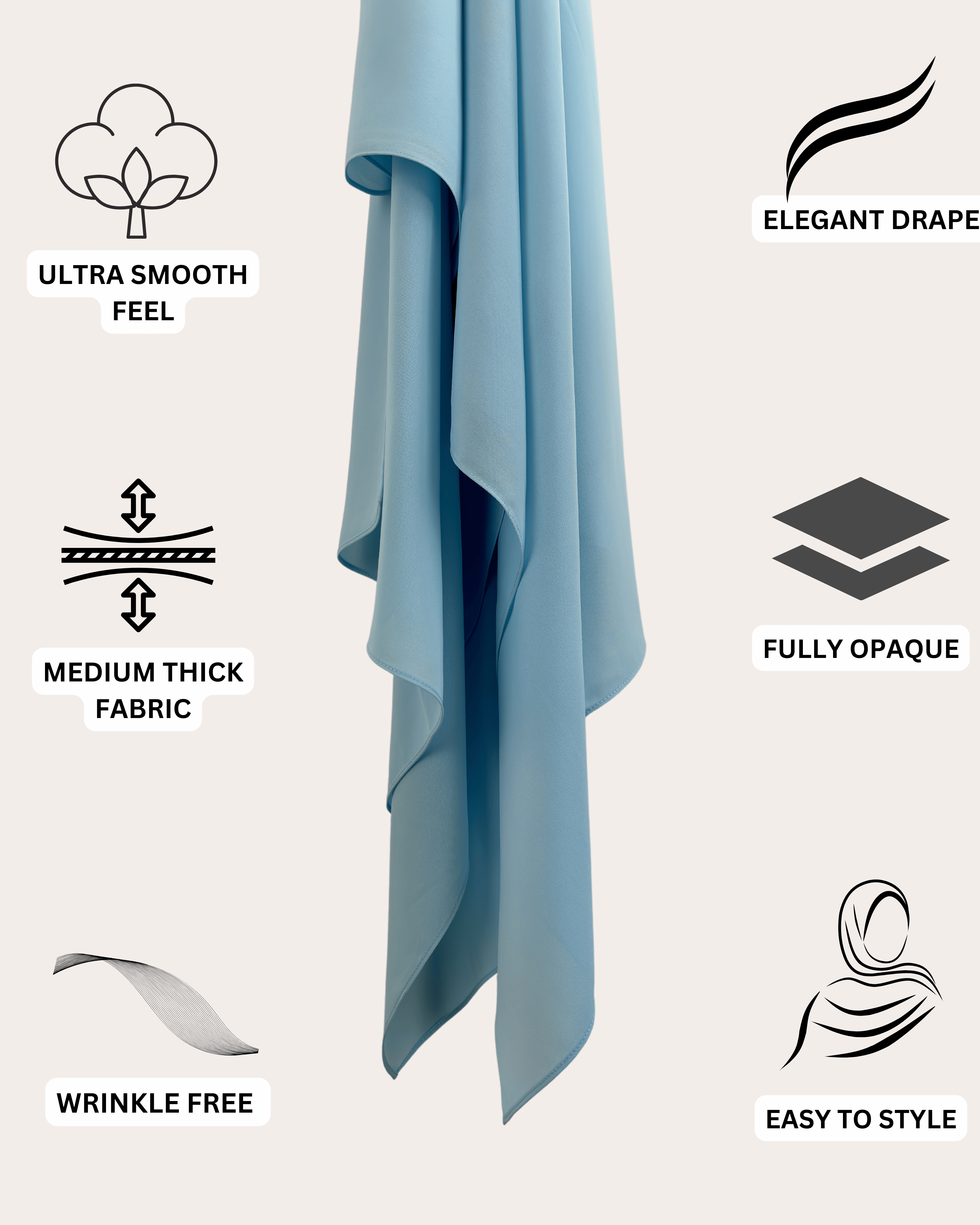 Diamond Chiffon Hijab - Dusty Blue