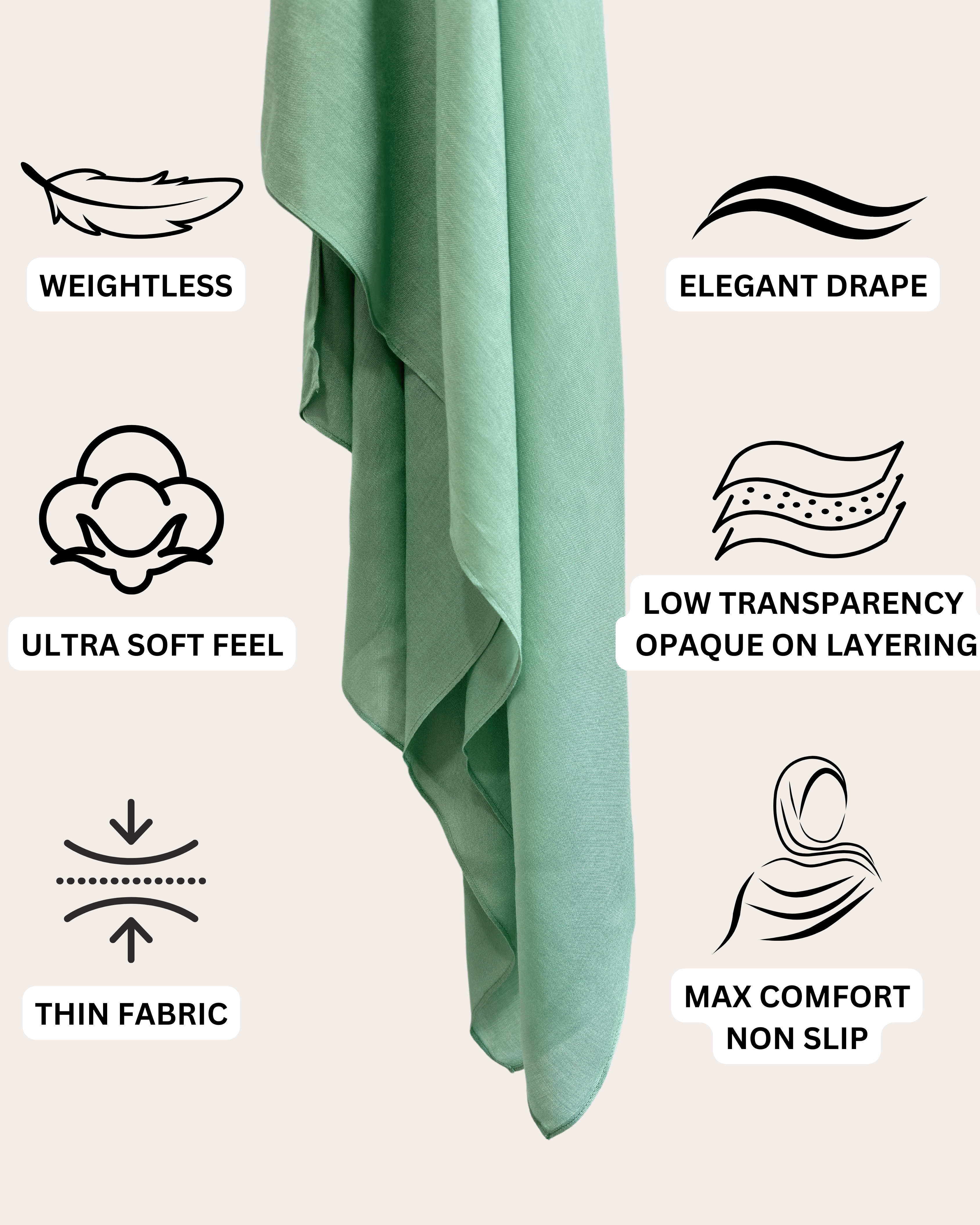 Luxury Modal Hijab - Frosted Mint