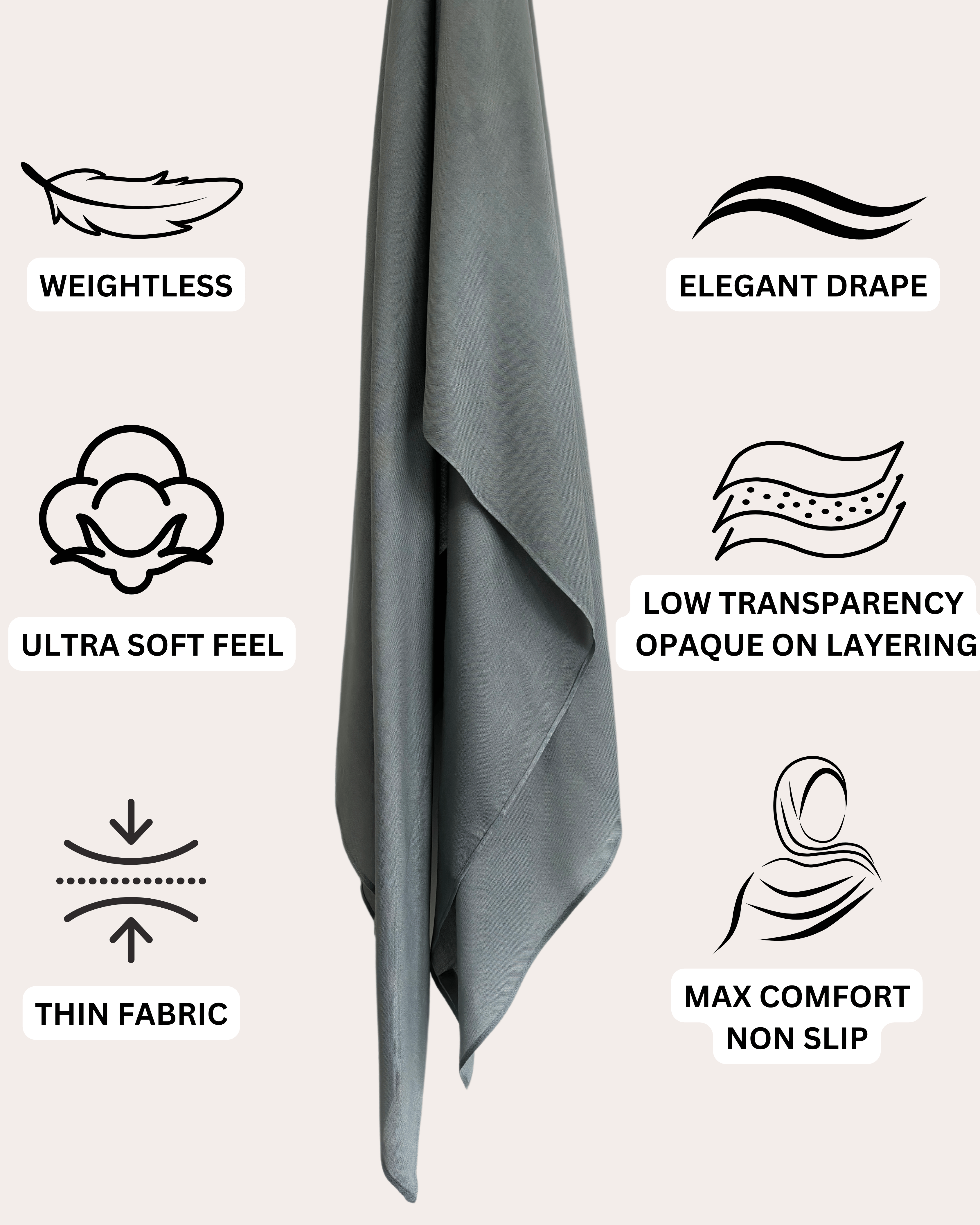 Luxury Modal Hijab - Misty Slate