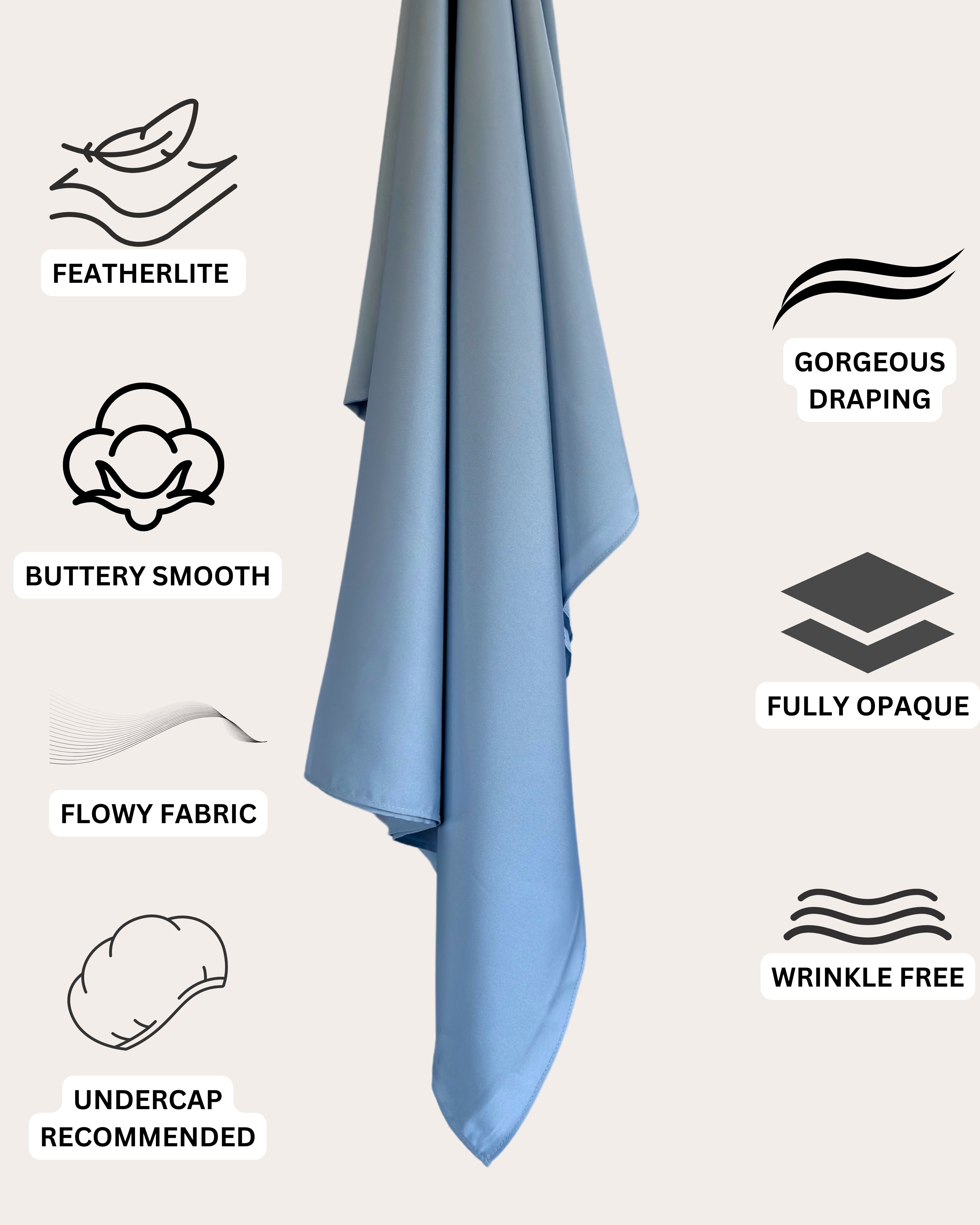 Matte Satin Hijab - Smoky Blue