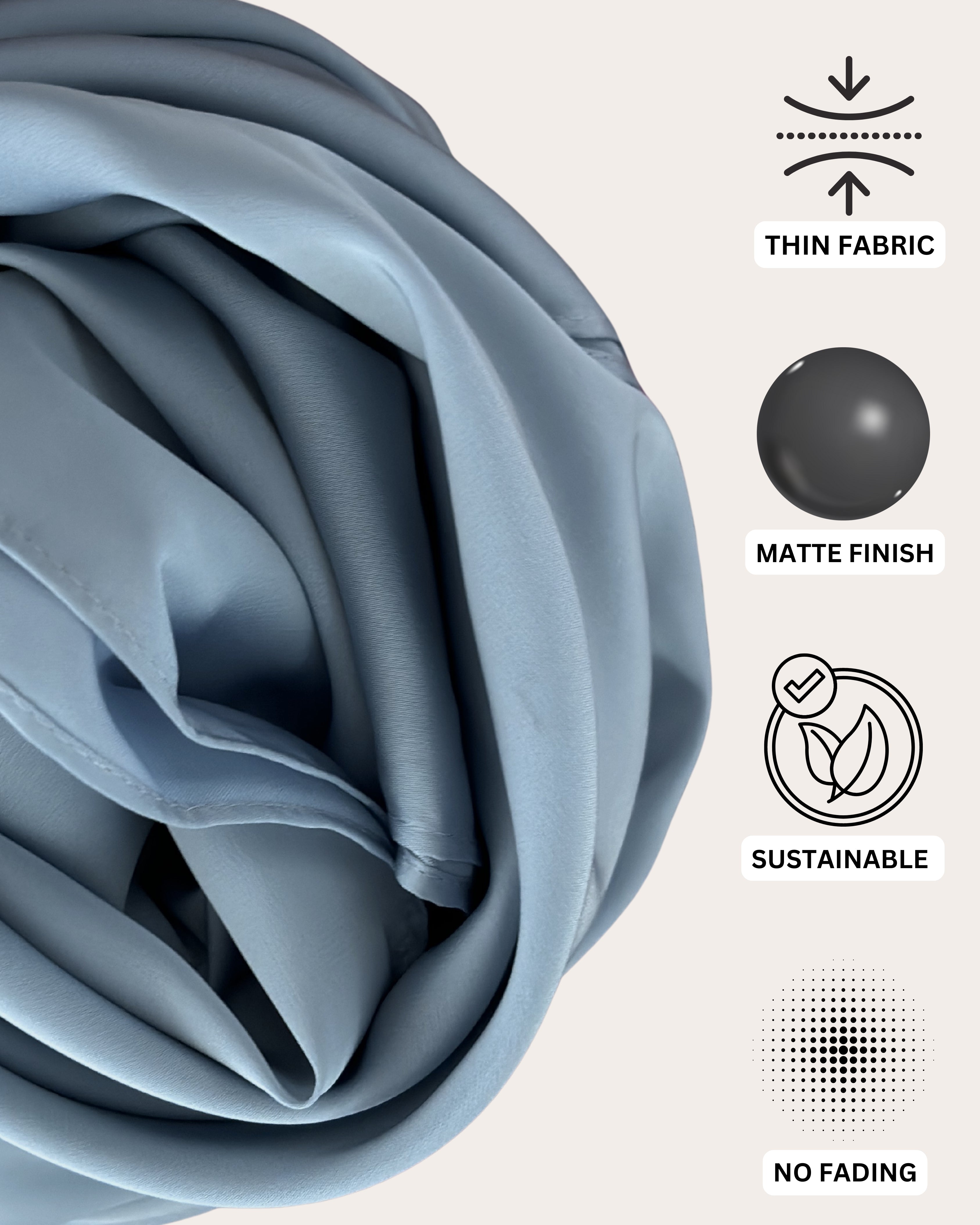 Matte Satin Hijab - Smoky Blue