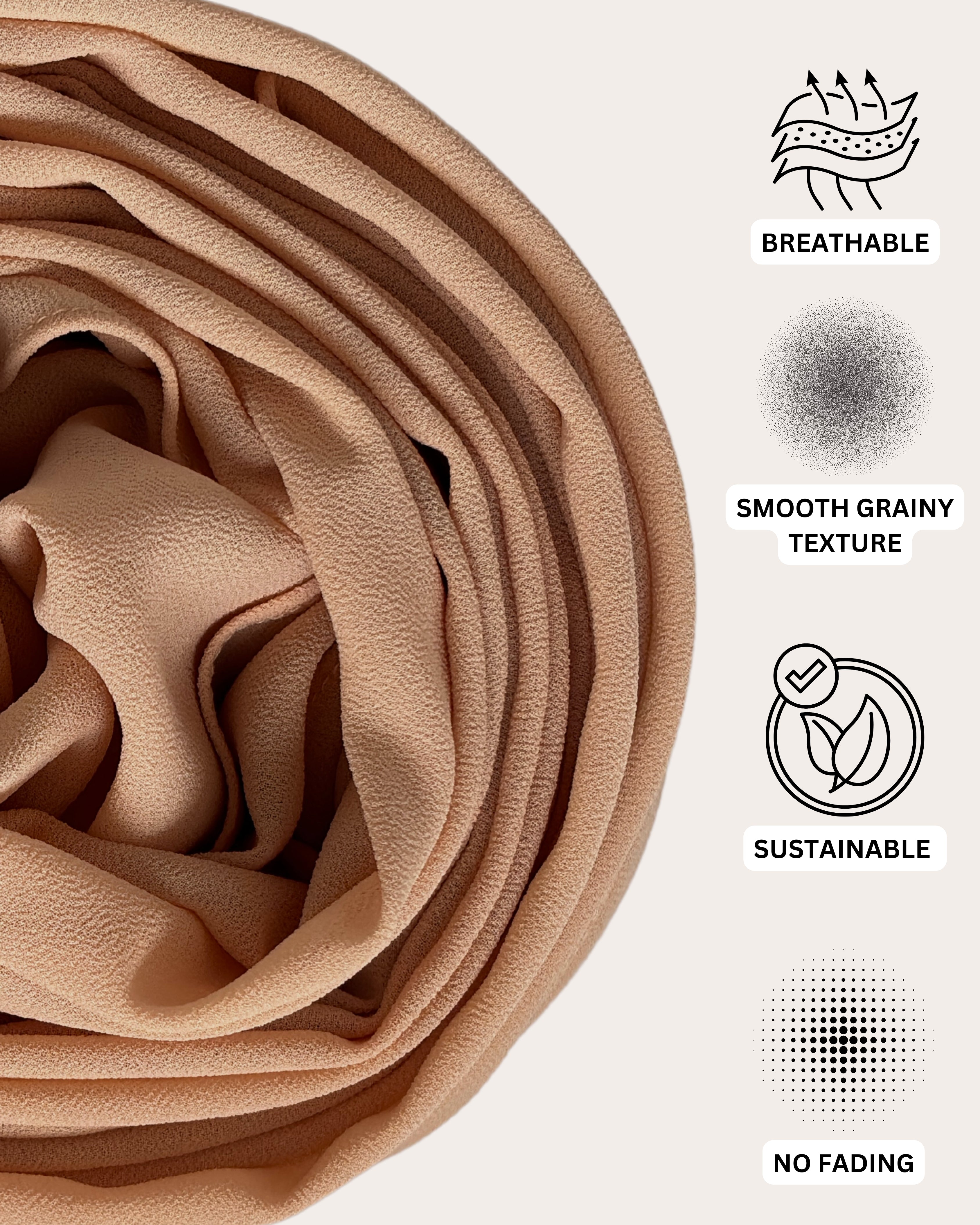 Premium Chiffon Hijab - Apricot