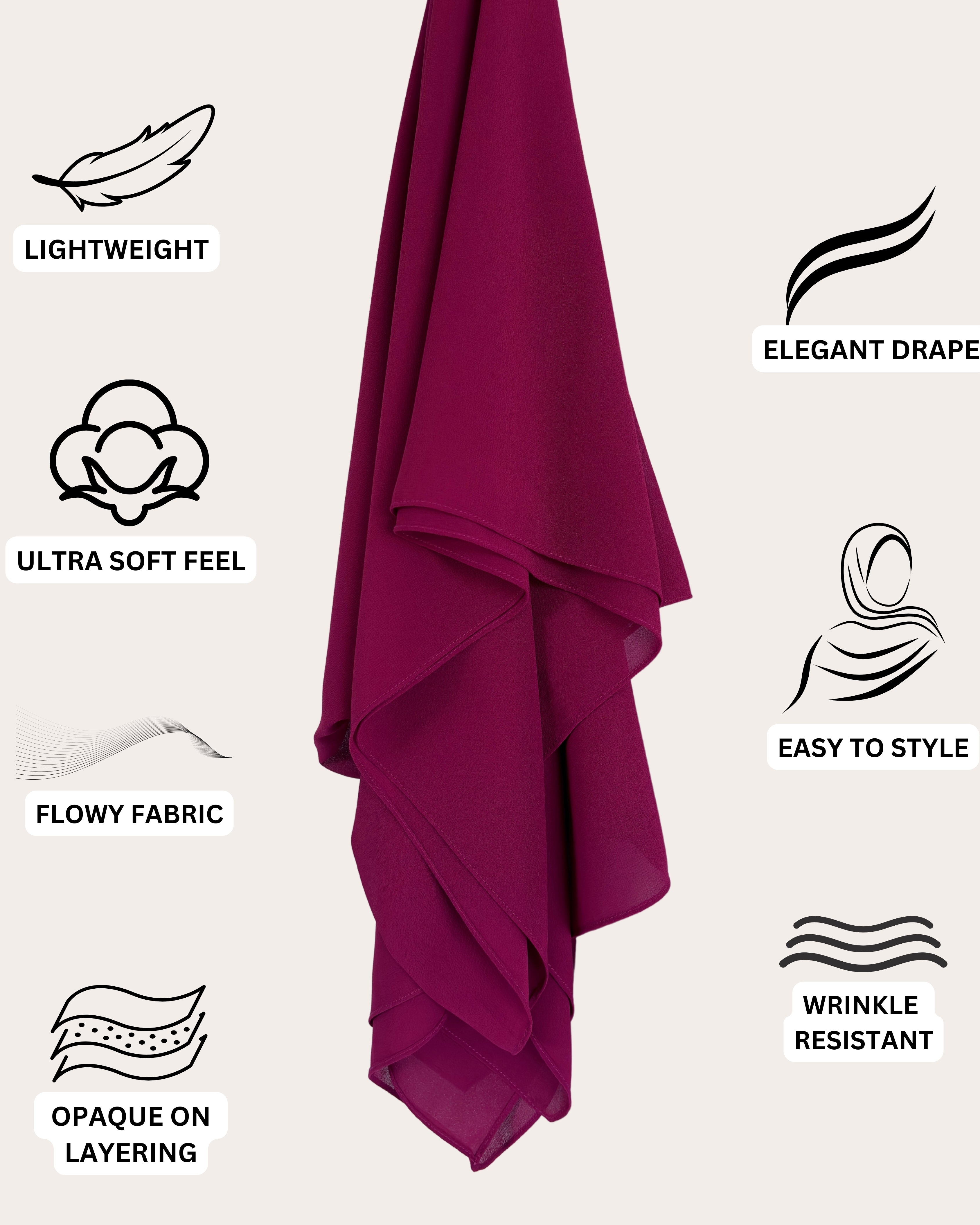 Premium Chiffon Hijab - Cherry Bomb