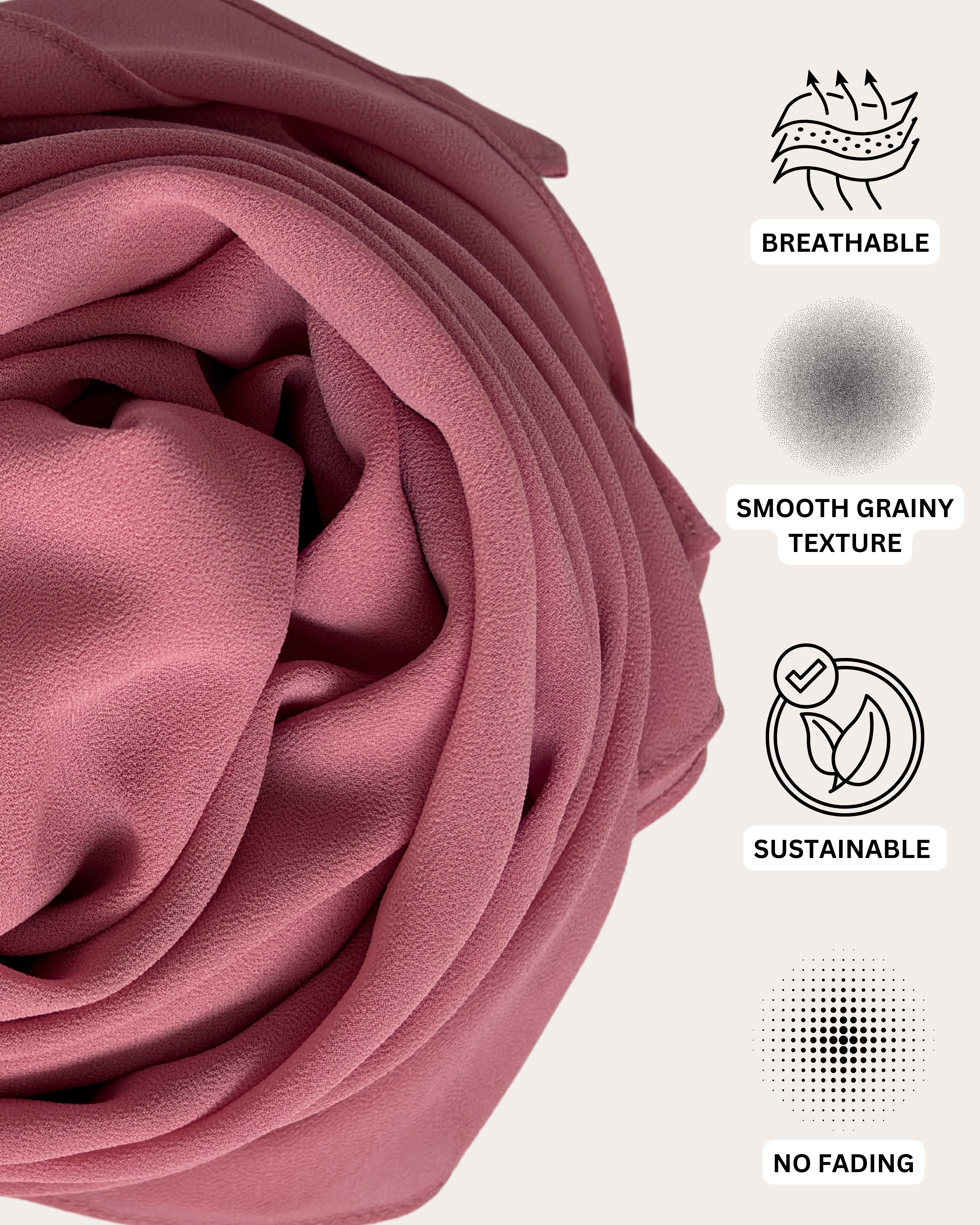 Premium Chiffon Hijab - Coral Delight