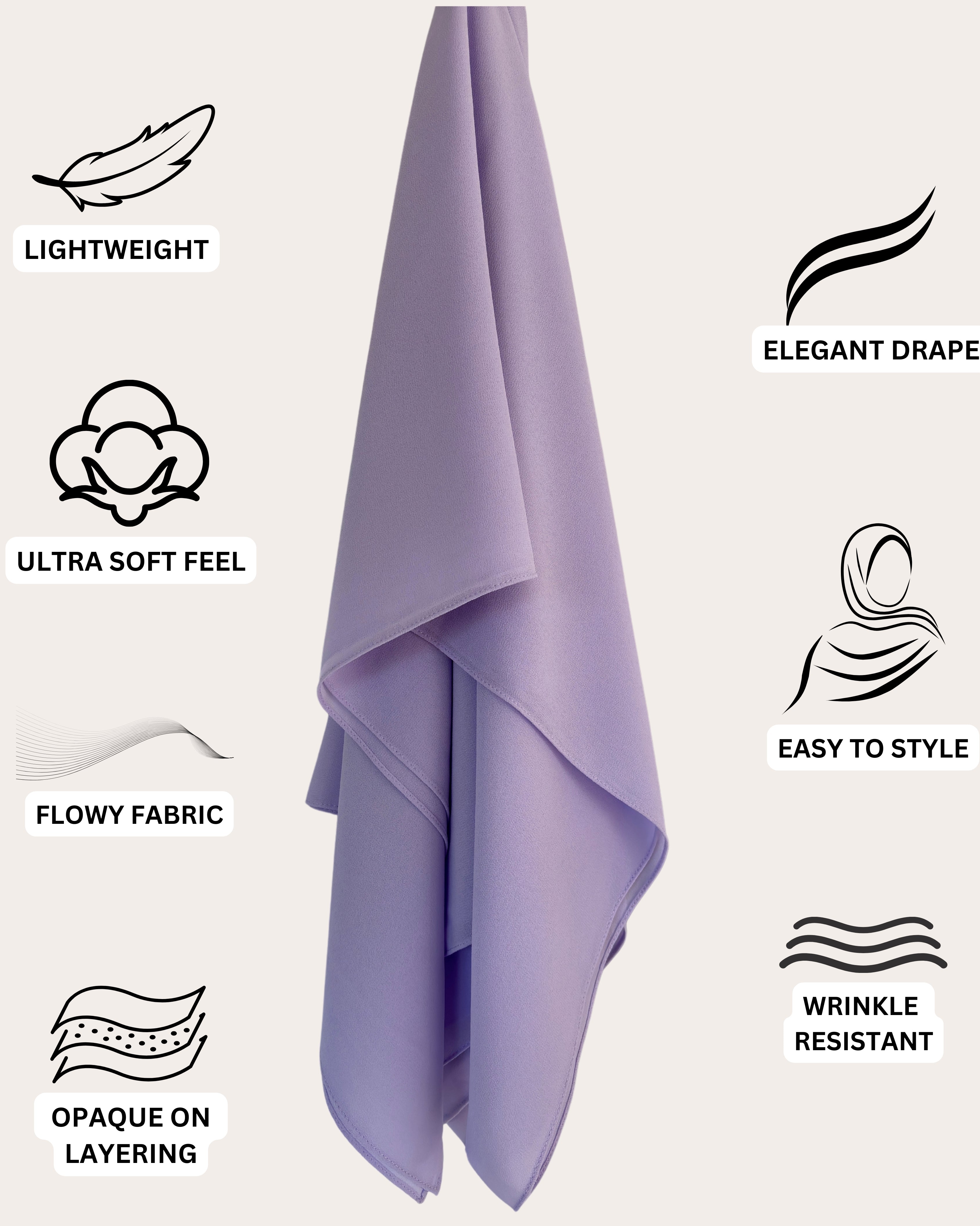 Premium Chiffon Hijab - Lavender Essence