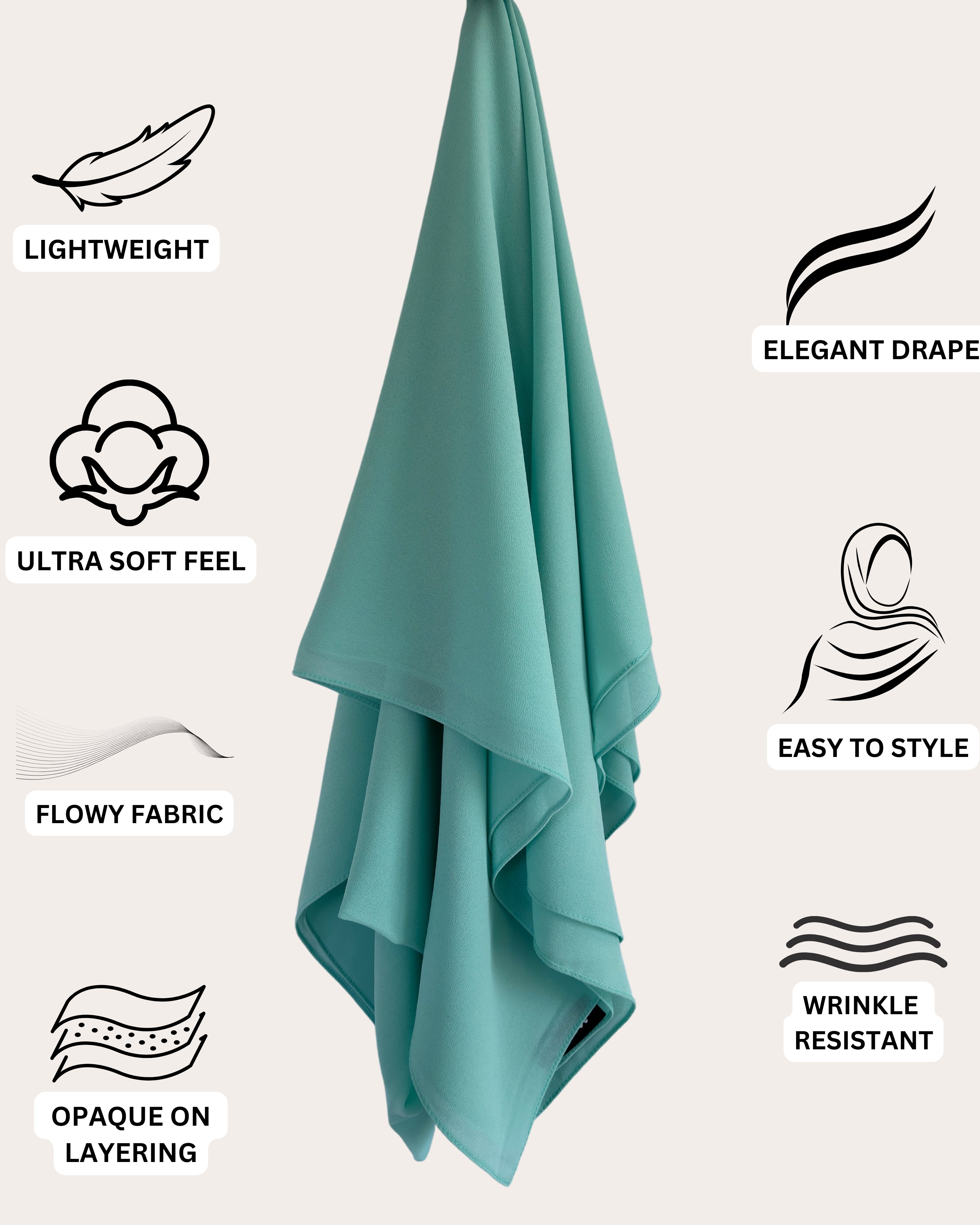 Premium Chiffon Hijab - Serene Sky