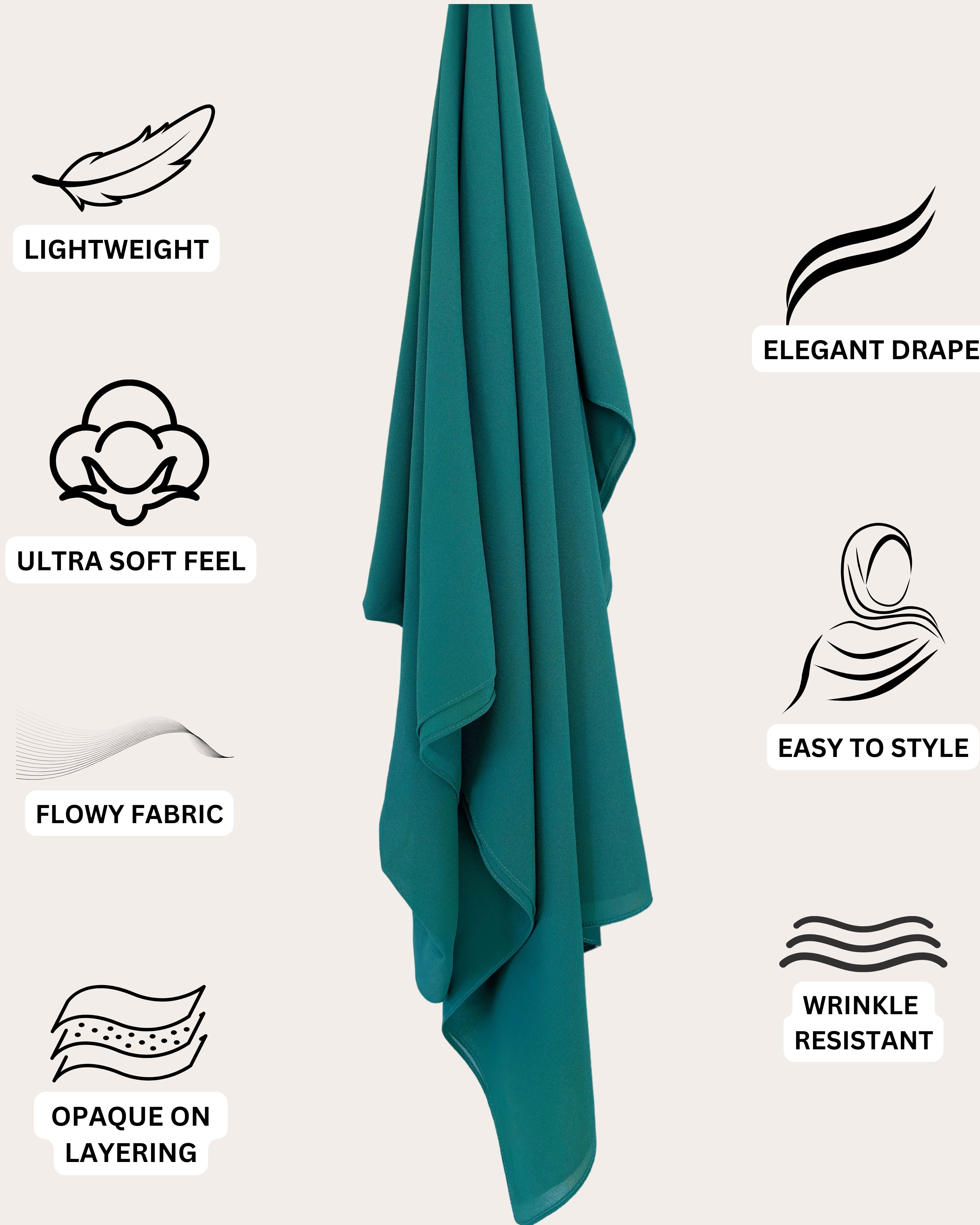 Premium Chiffon Hijab - Teal