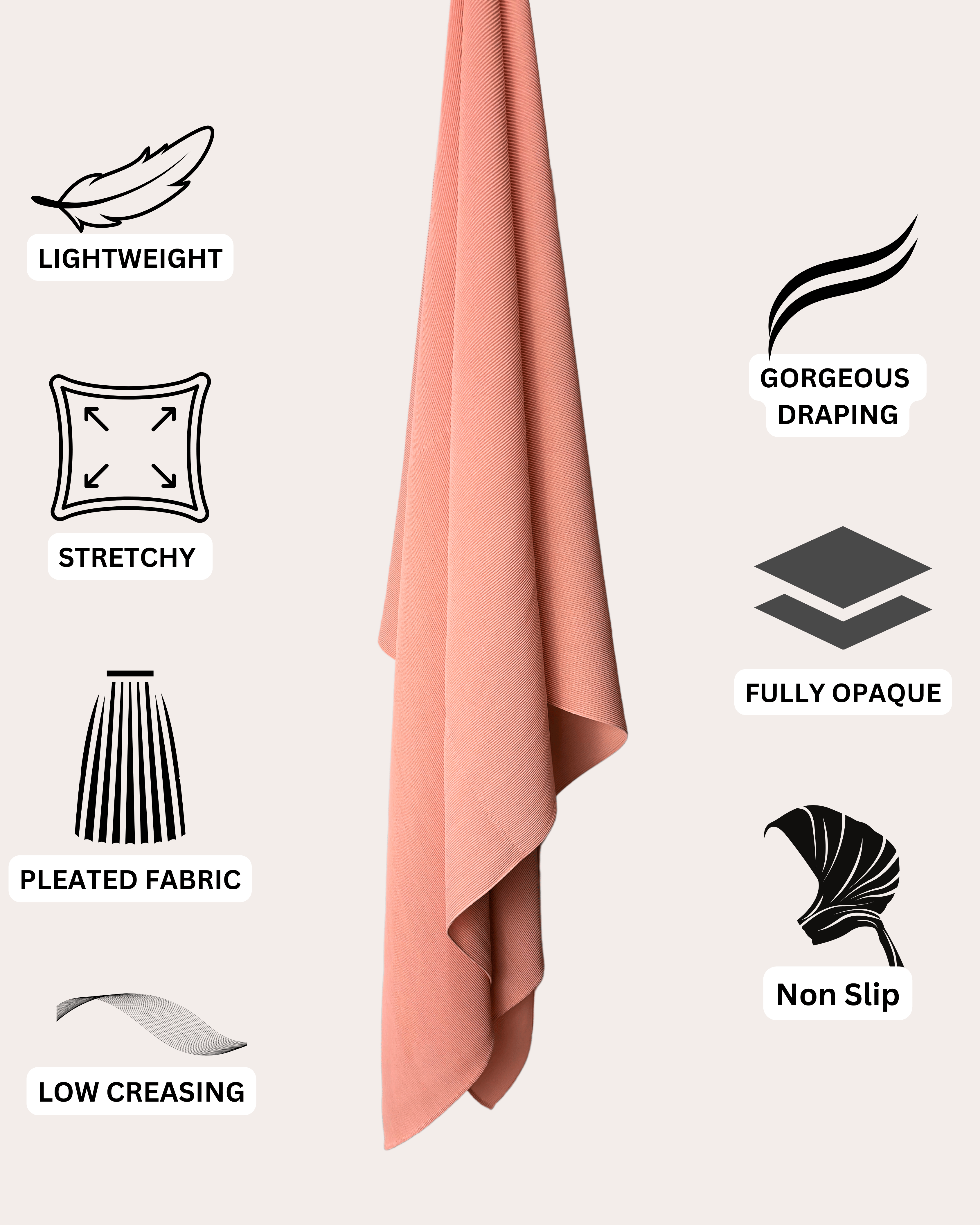 Pleated Chiffon Hijab - Blushing Pearl