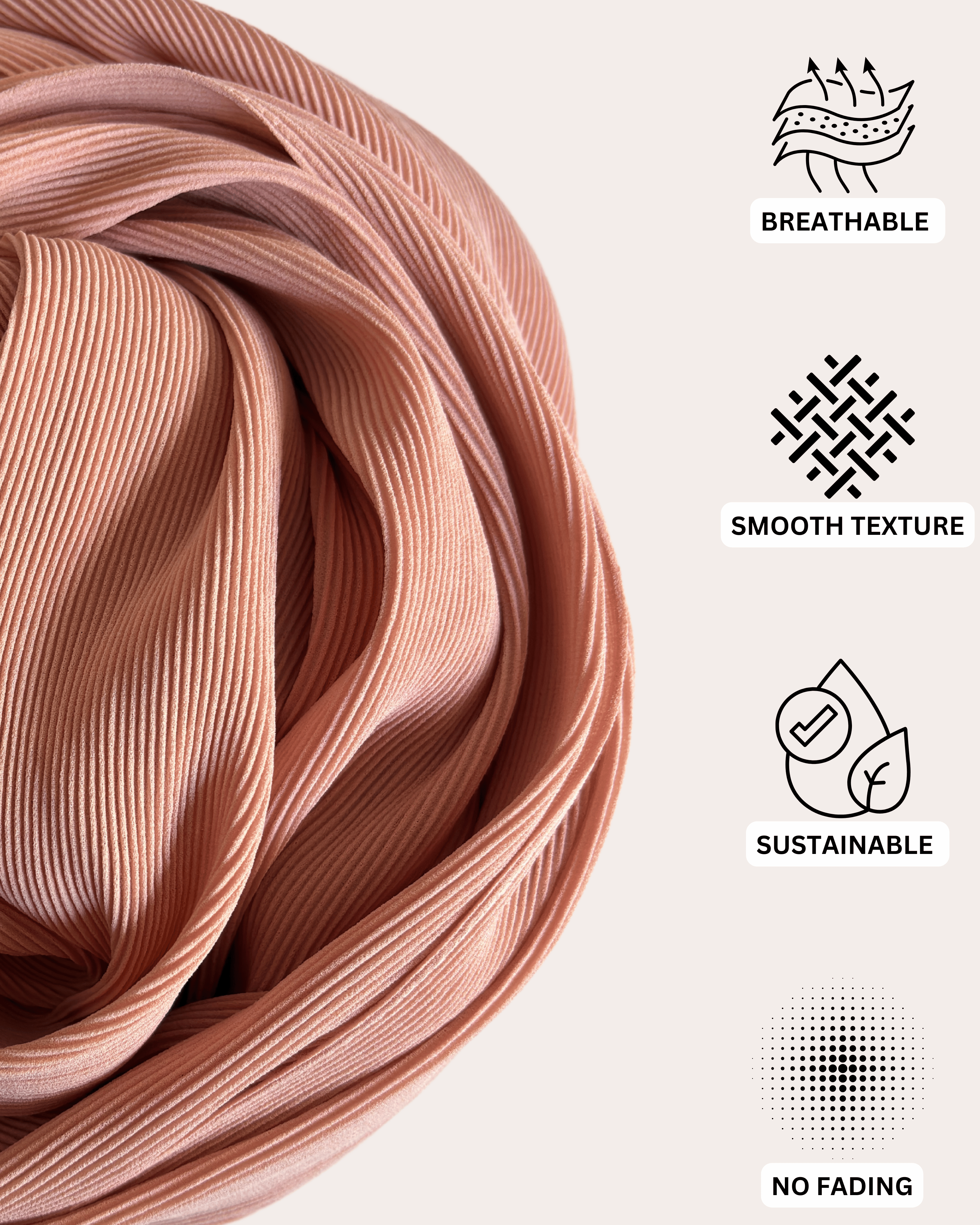 Pleated Chiffon Hijab - Blushing Pearl