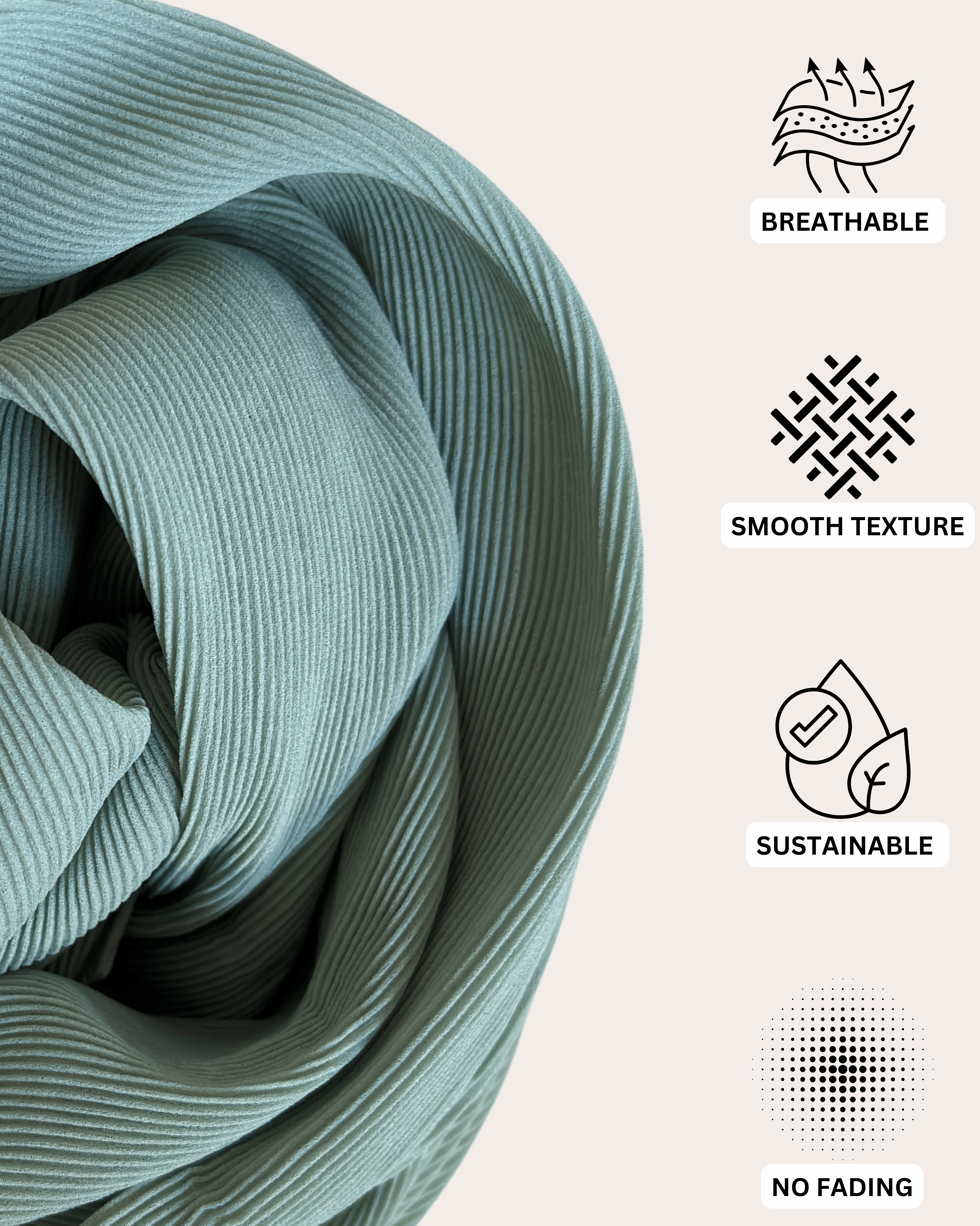 Pleated Chiffon Hijab - Calm Pebble