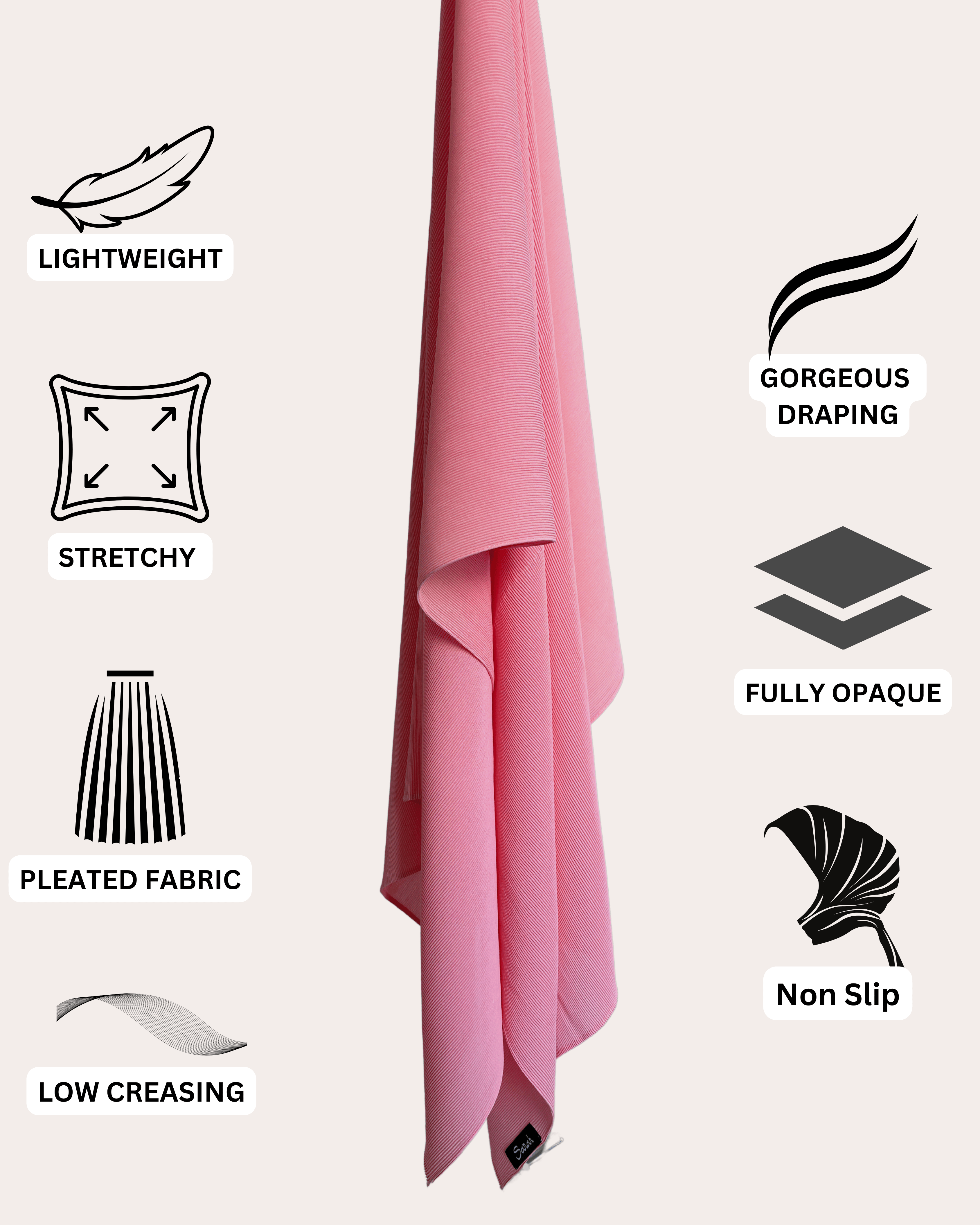 Pleated Chiffon Hijab - Cotton Candy