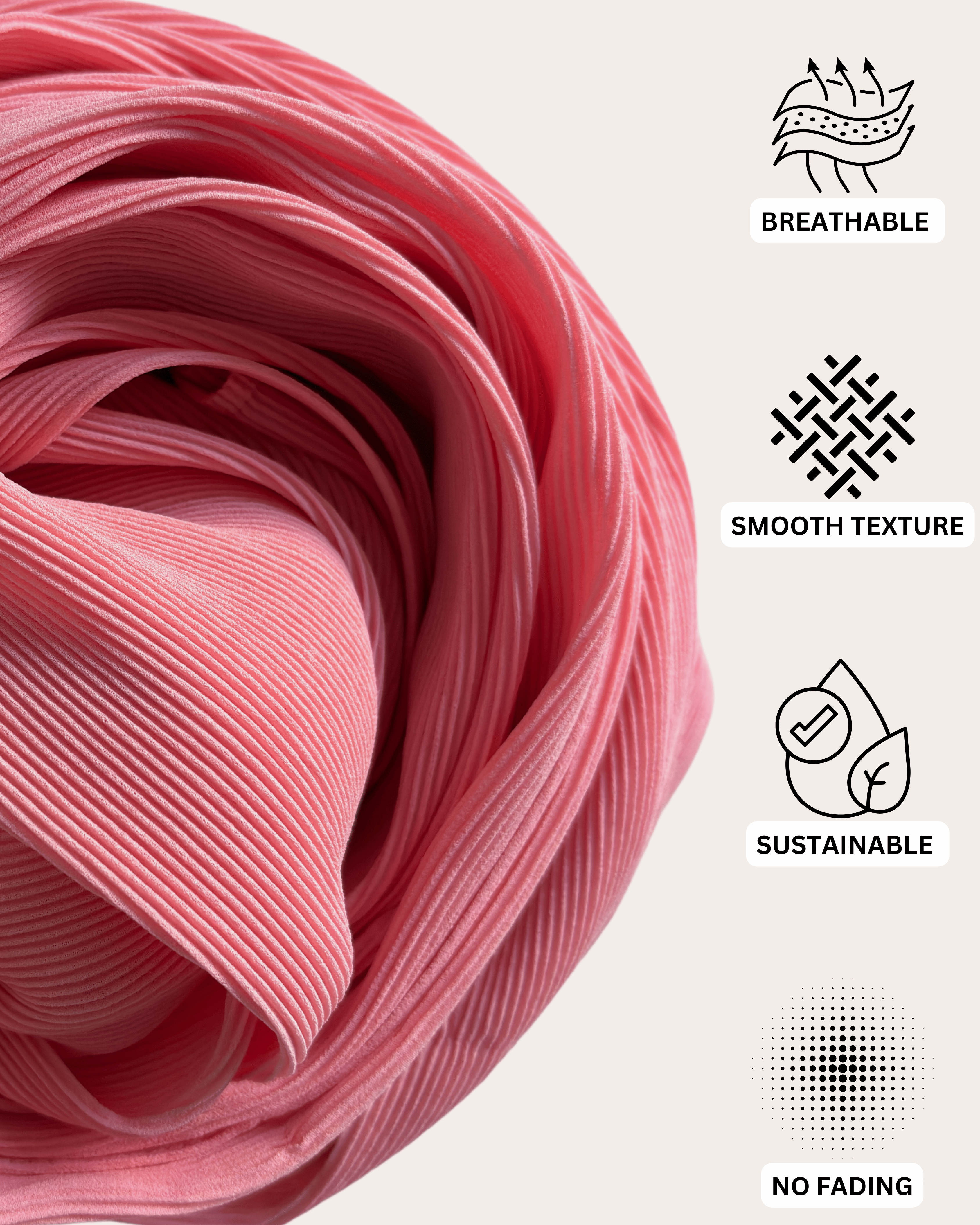 Pleated Chiffon Hijab - Cotton Candy