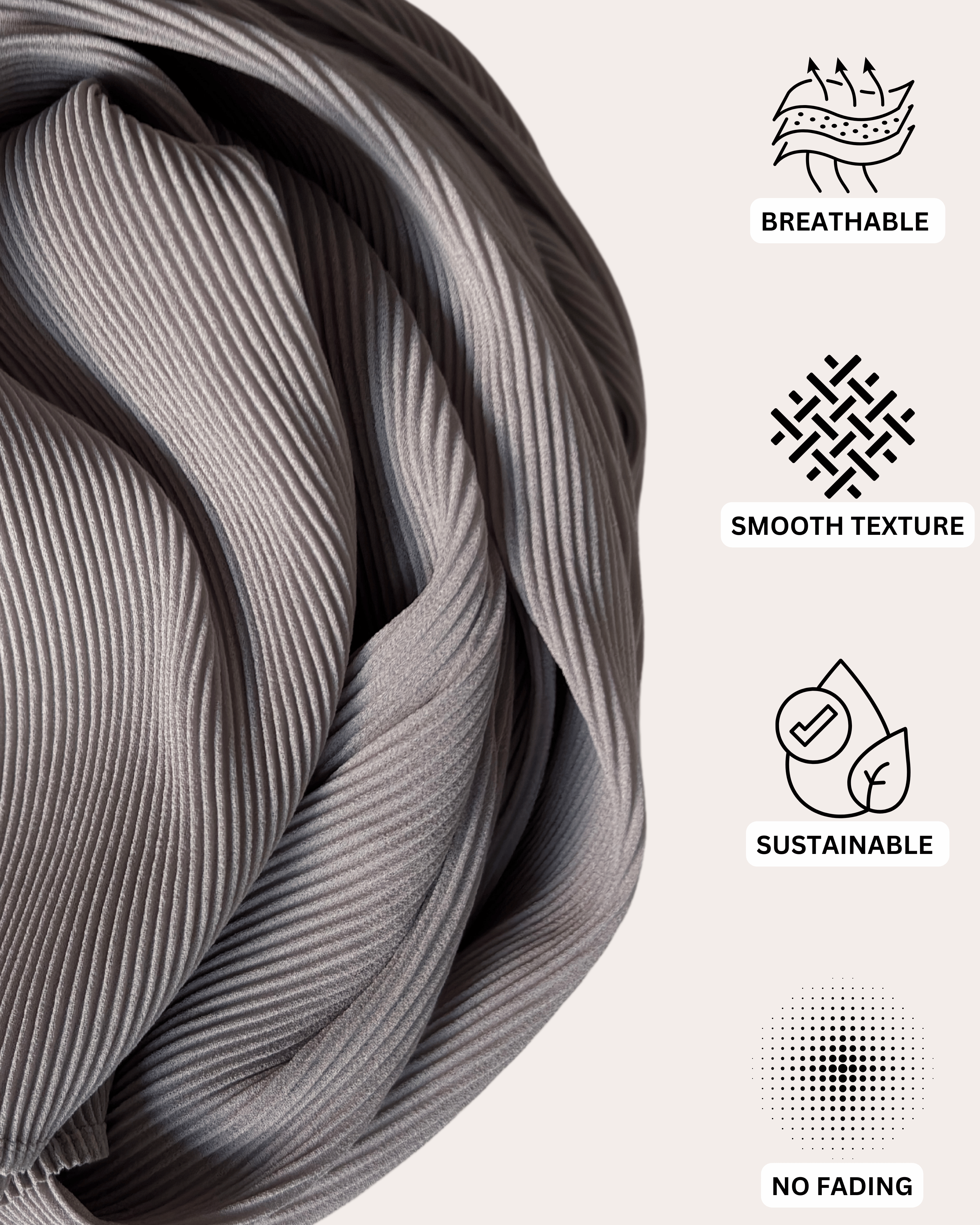 Pleated Chiffon Hijab - Silver Frost