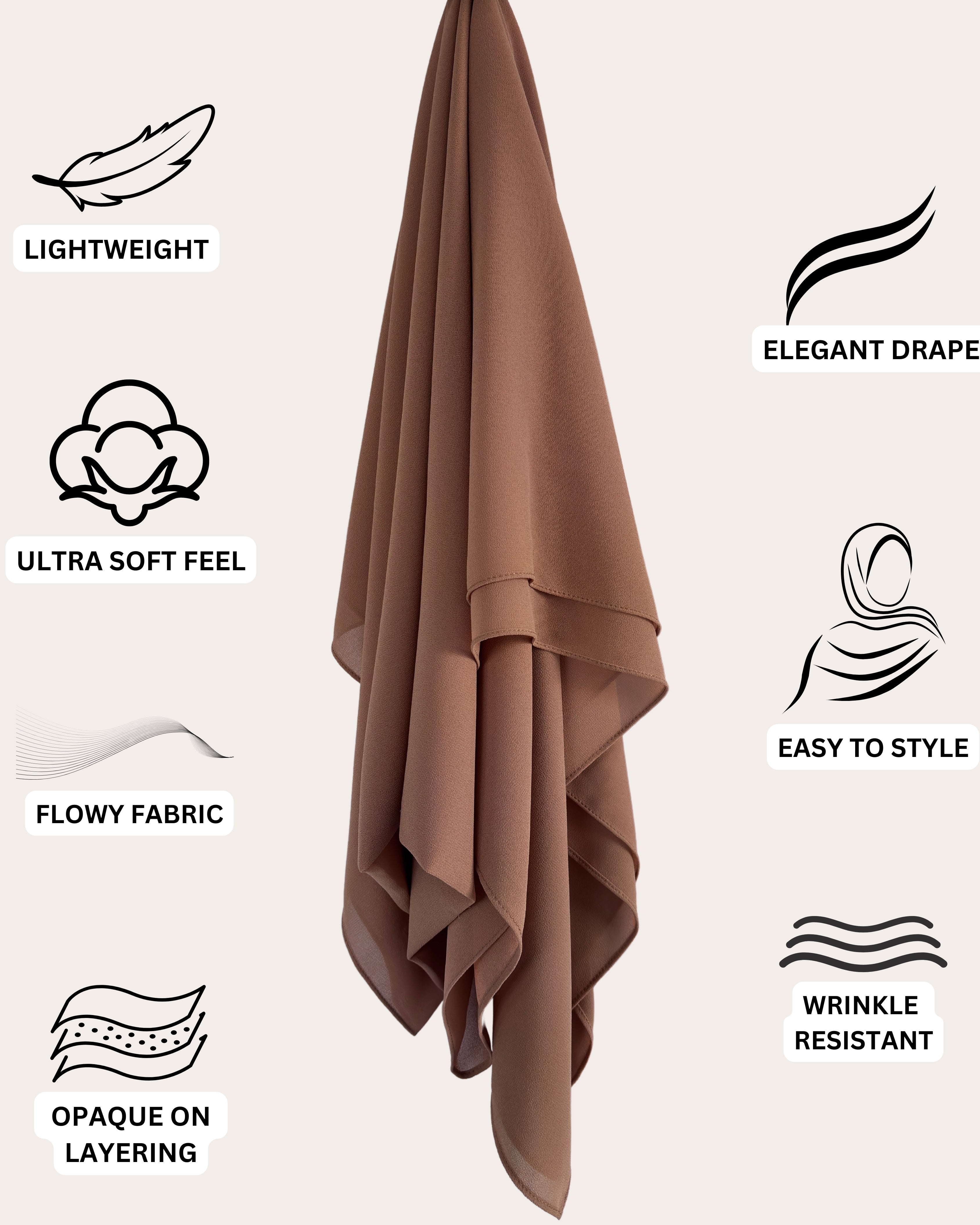 Premium Chiffon Hijab - Dusty Rose Gold