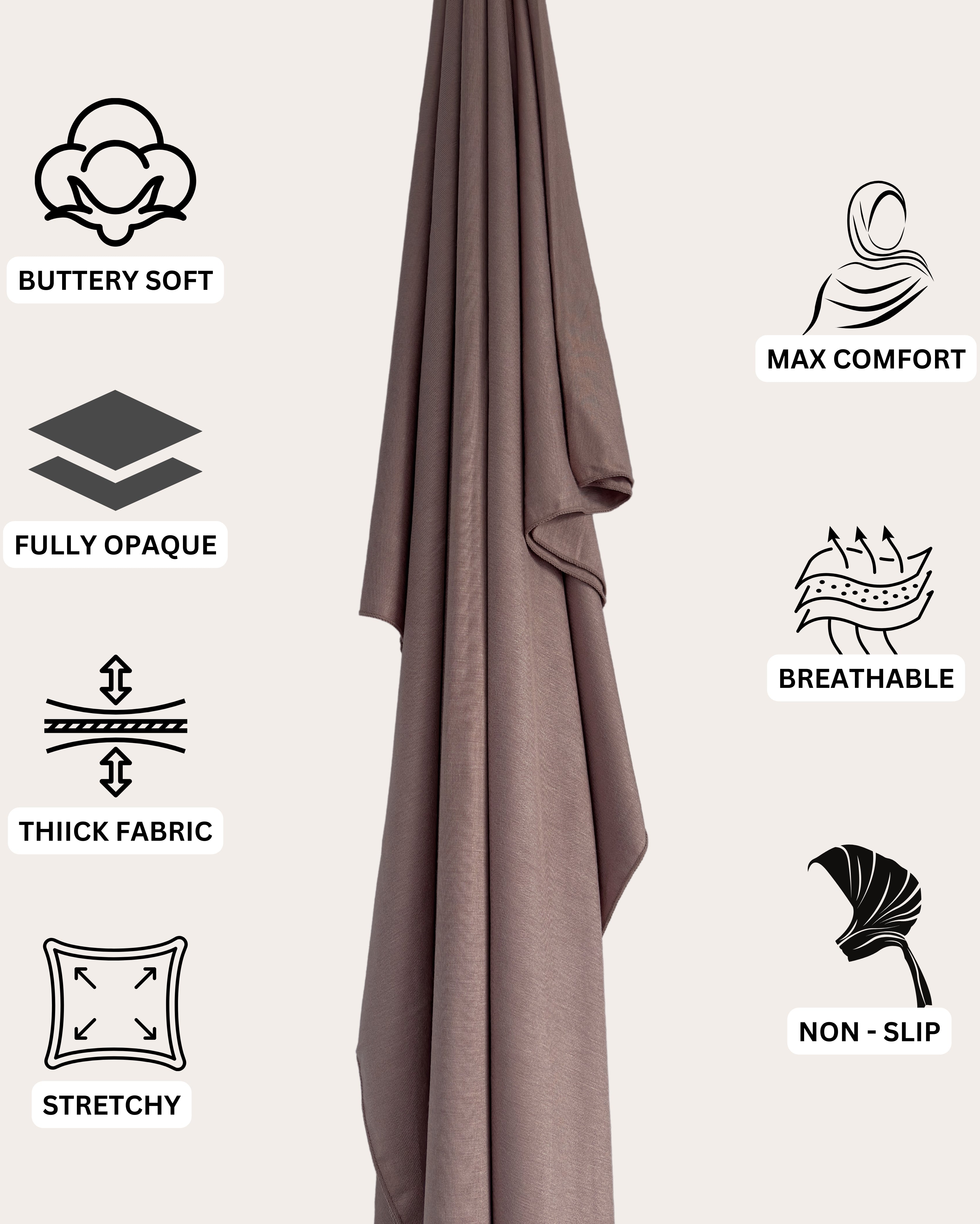 Premium Jersey Hijab - Chocolate Truffle