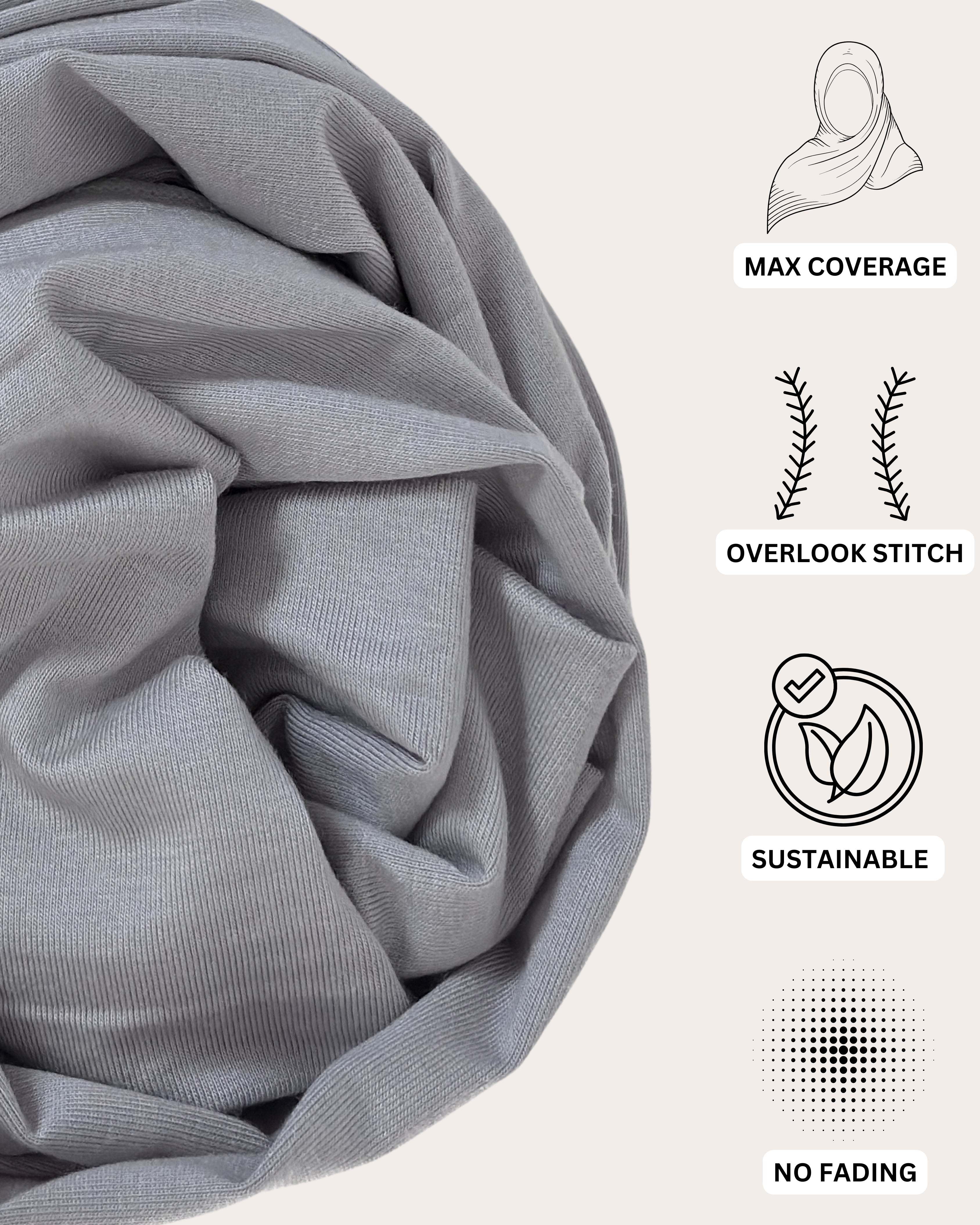 Premium Jersey Hijab - Misty Silver