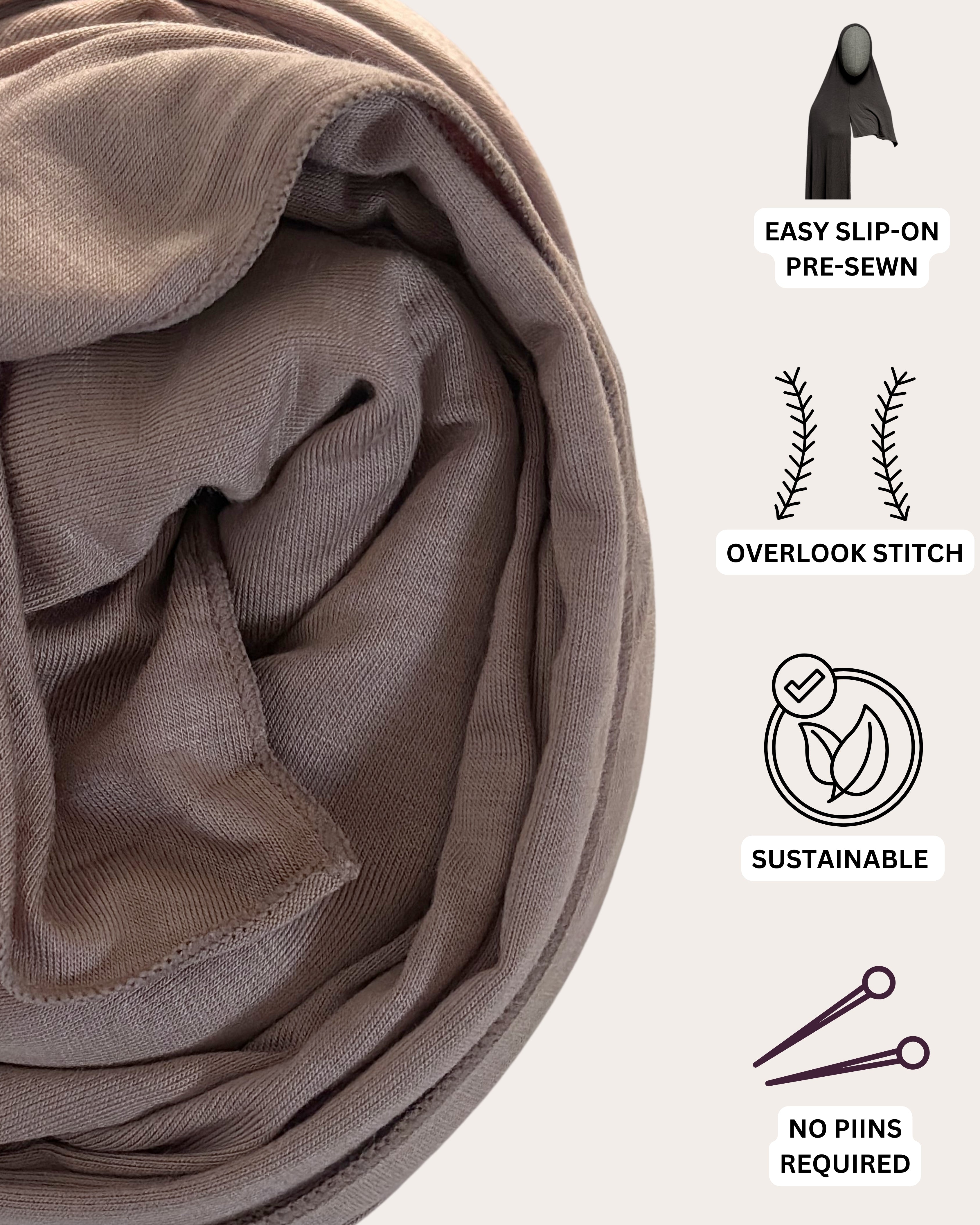 Instant Jersey Hijab - Chocolate Truffle
