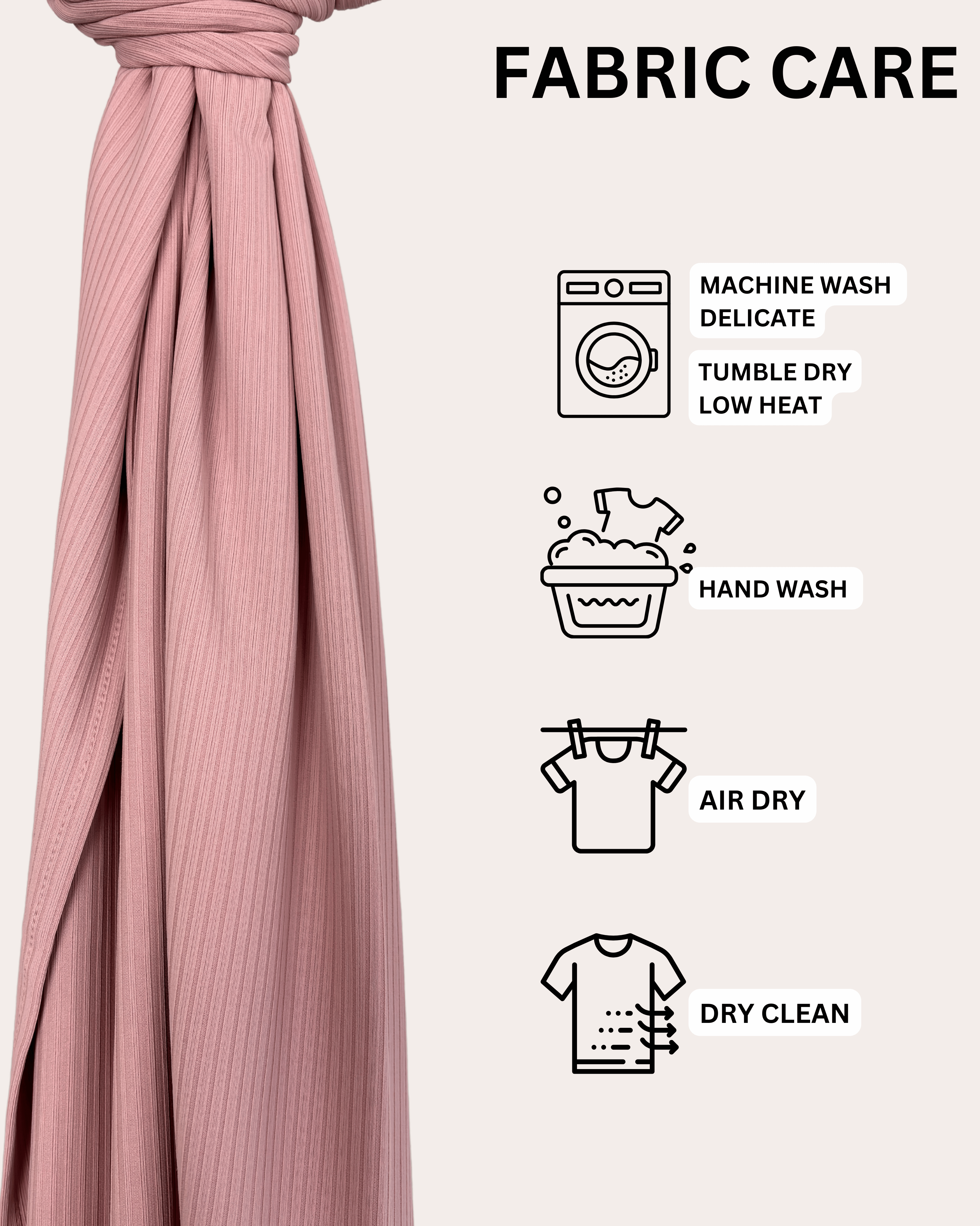 Ribbed Jersey Hijab - Rose Gold