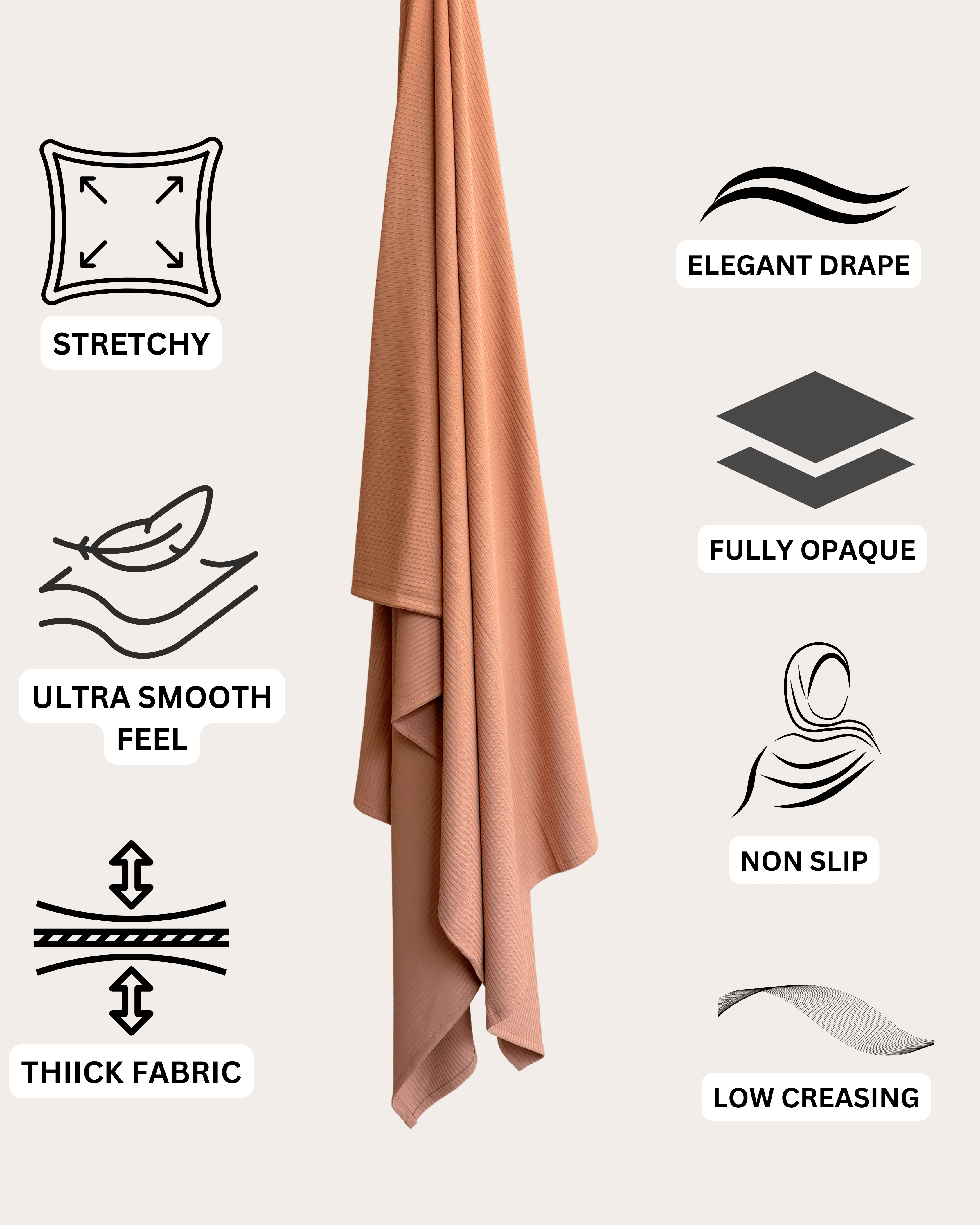 Ribbed Jersey Hijab - Sizzling Copper
