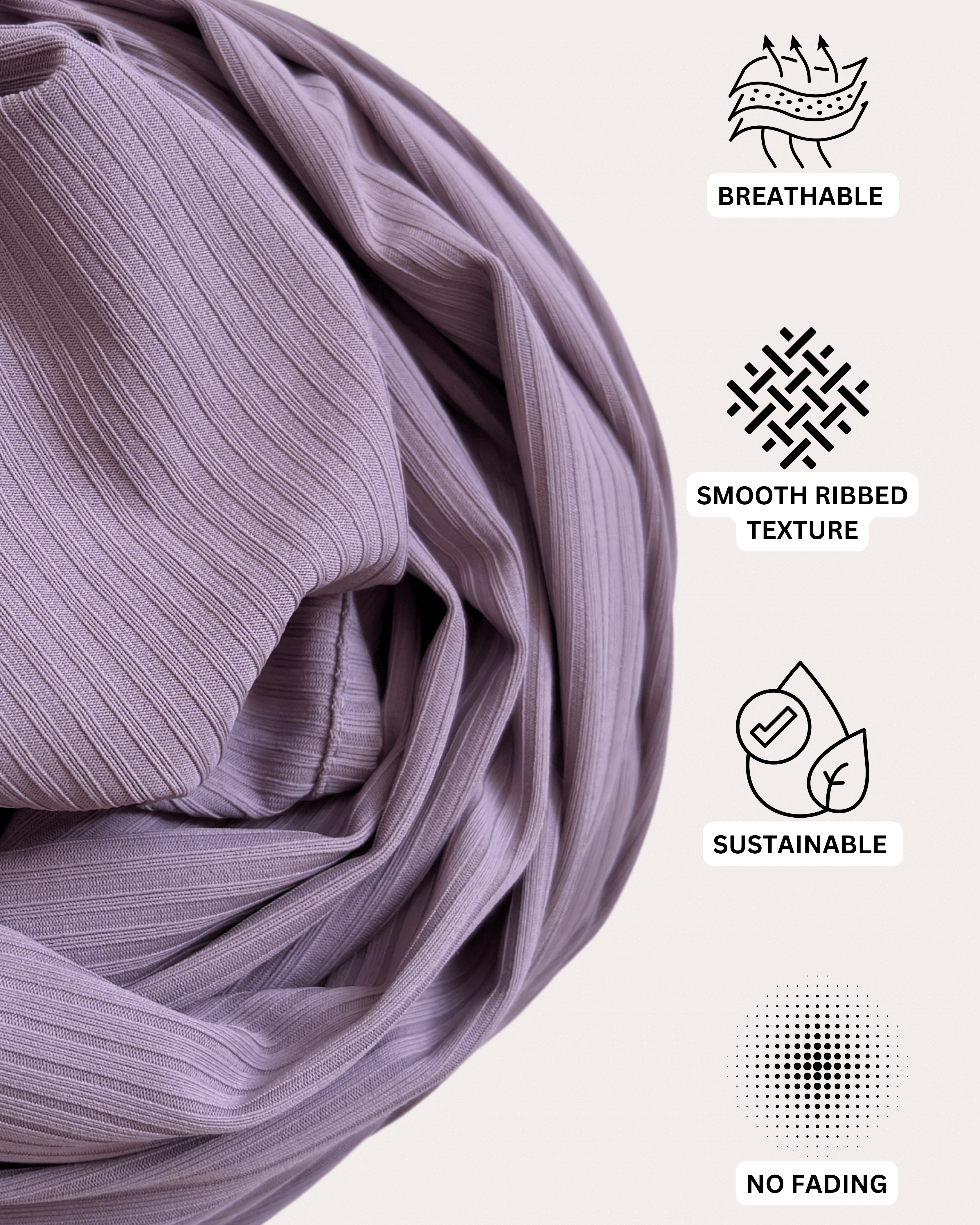 Ribbed Jersey Hijab - Velvet Mauve